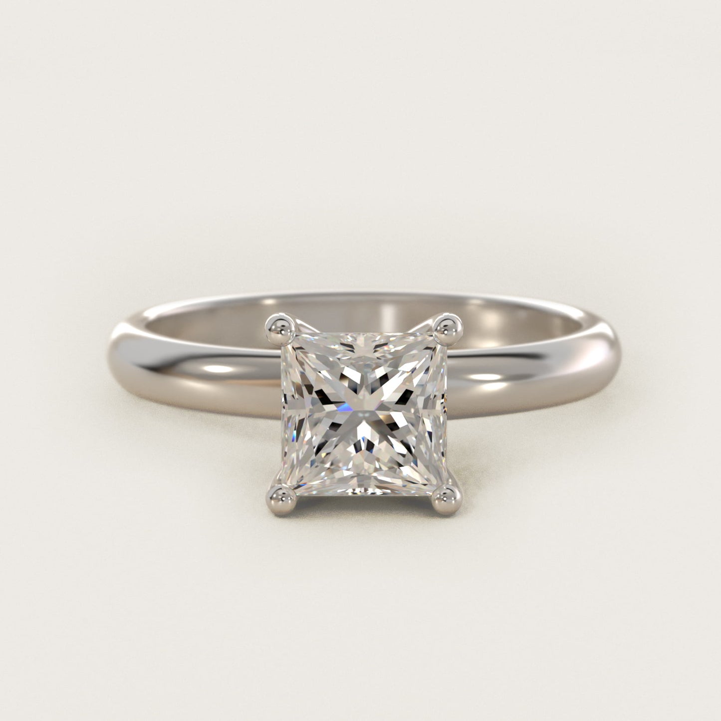 Contour Solitaire Engagement Ring In 18k White Gold By James Allen - Princess Center
