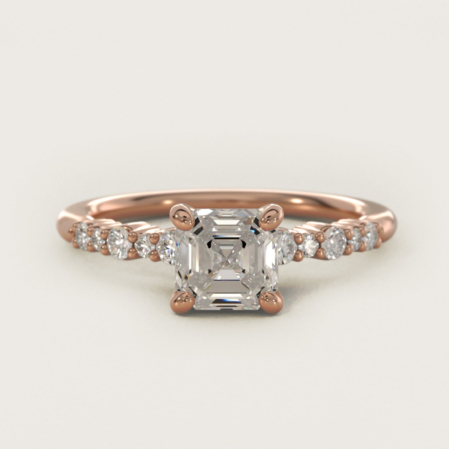 Crescendo Petite Diamond Engagement Ring in 14k Rose Gold (1/6 ct. tw.) - Asscher Center
