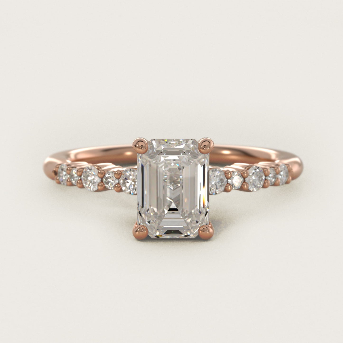 Crescendo Petite Diamond Engagement Ring in 14k Rose Gold (1/6 ct. tw.) - Emerald Center