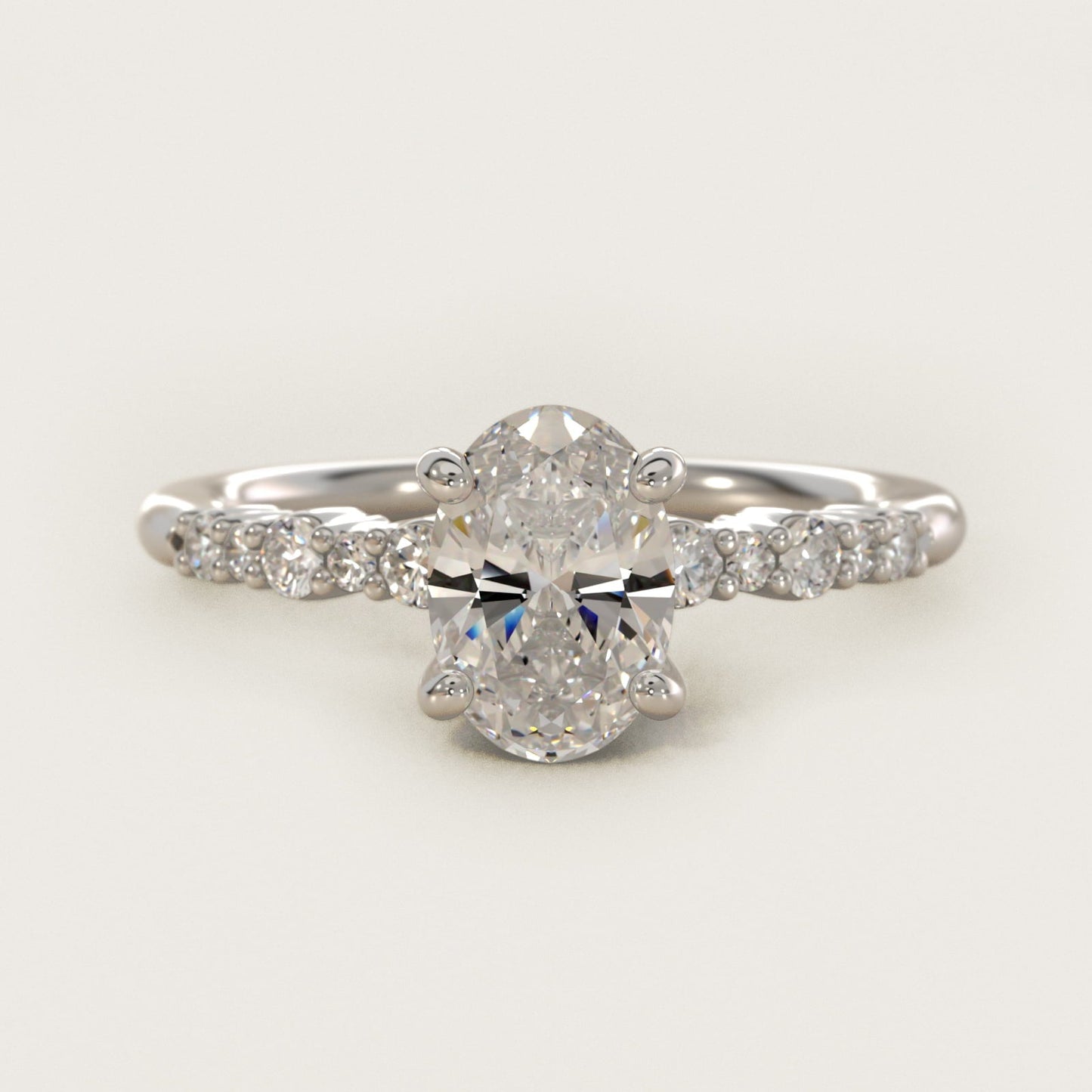 Crescendo Petite Diamond Engagement Ring in Platinum (1/6 ct. tw.) - Oval Center