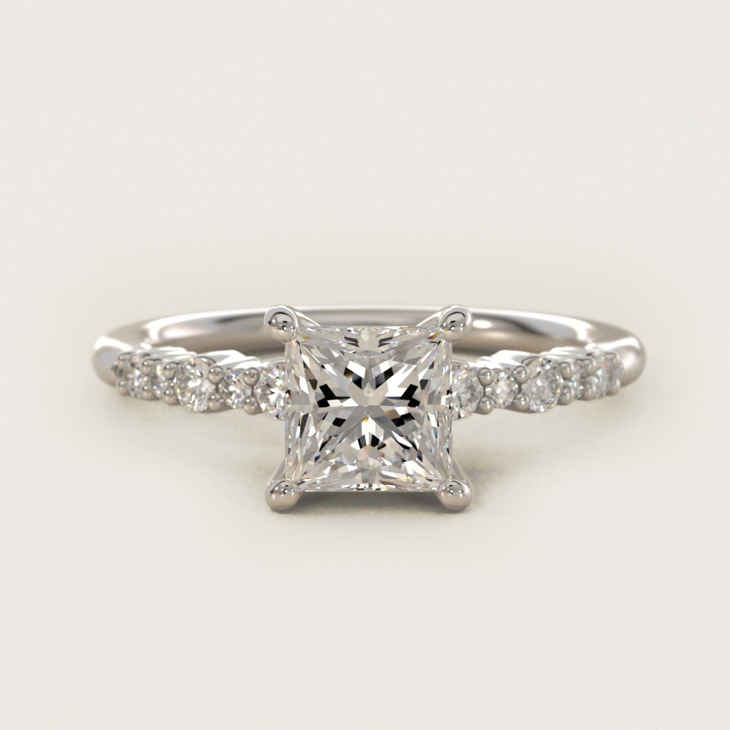 Crescendo Petite Diamond Engagement Ring in Platinum (1/6 ct. tw.) - Princess Center