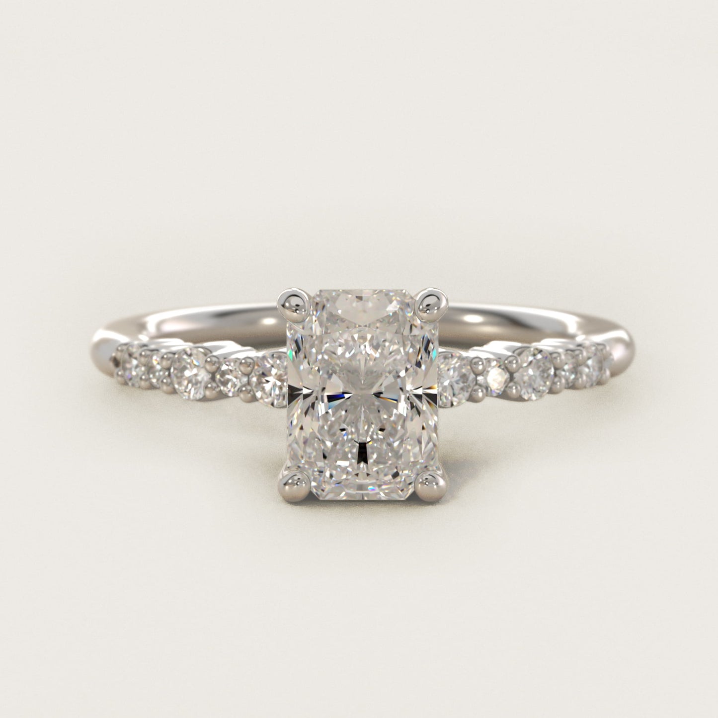 Crescendo Petite Diamond Engagement Ring in 14k White Gold (1/6 ct. tw.) - Radiant Center