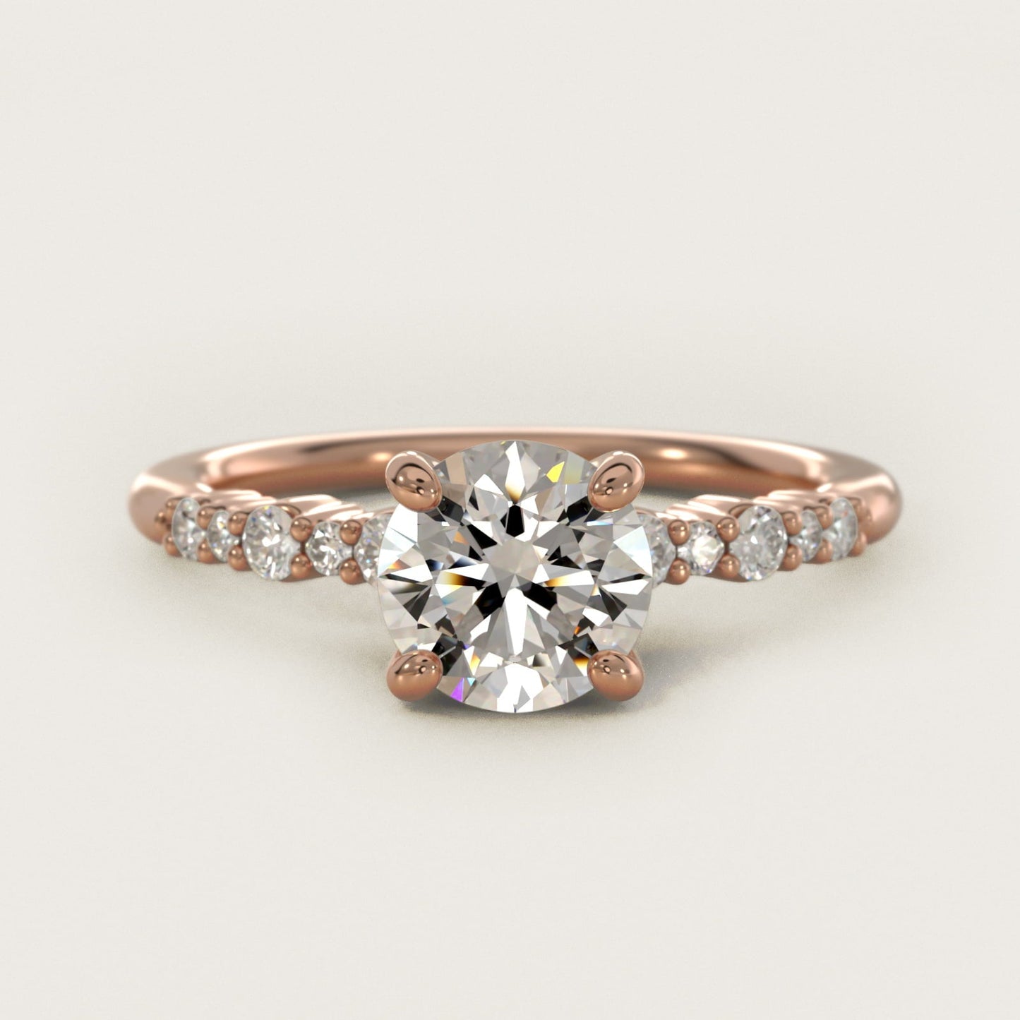 Crescendo Petite Diamond Engagement Ring in 18k Rose Gold (1/6 ct. tw.) - Round Center