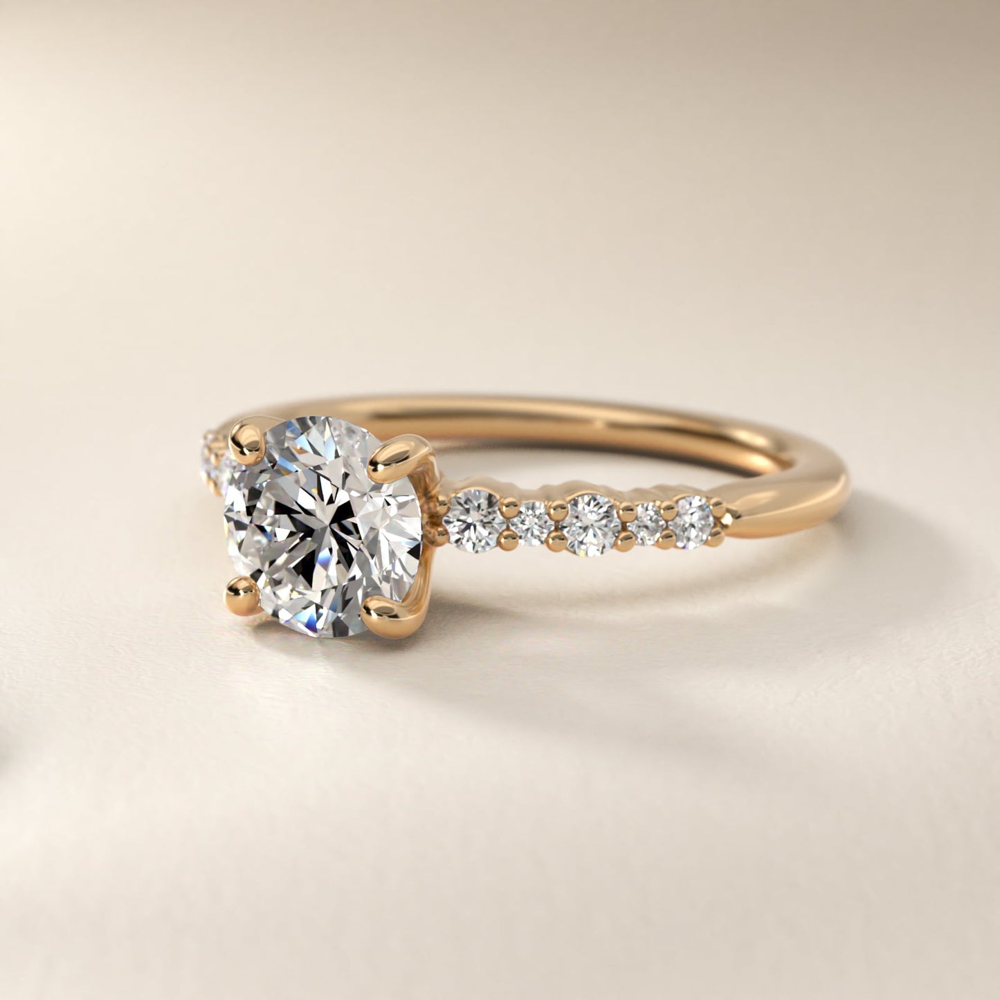 Crescendo Petite Diamond Engagement Ring in 14k Yellow Gold (1/6 ct. tw.) - Round Center