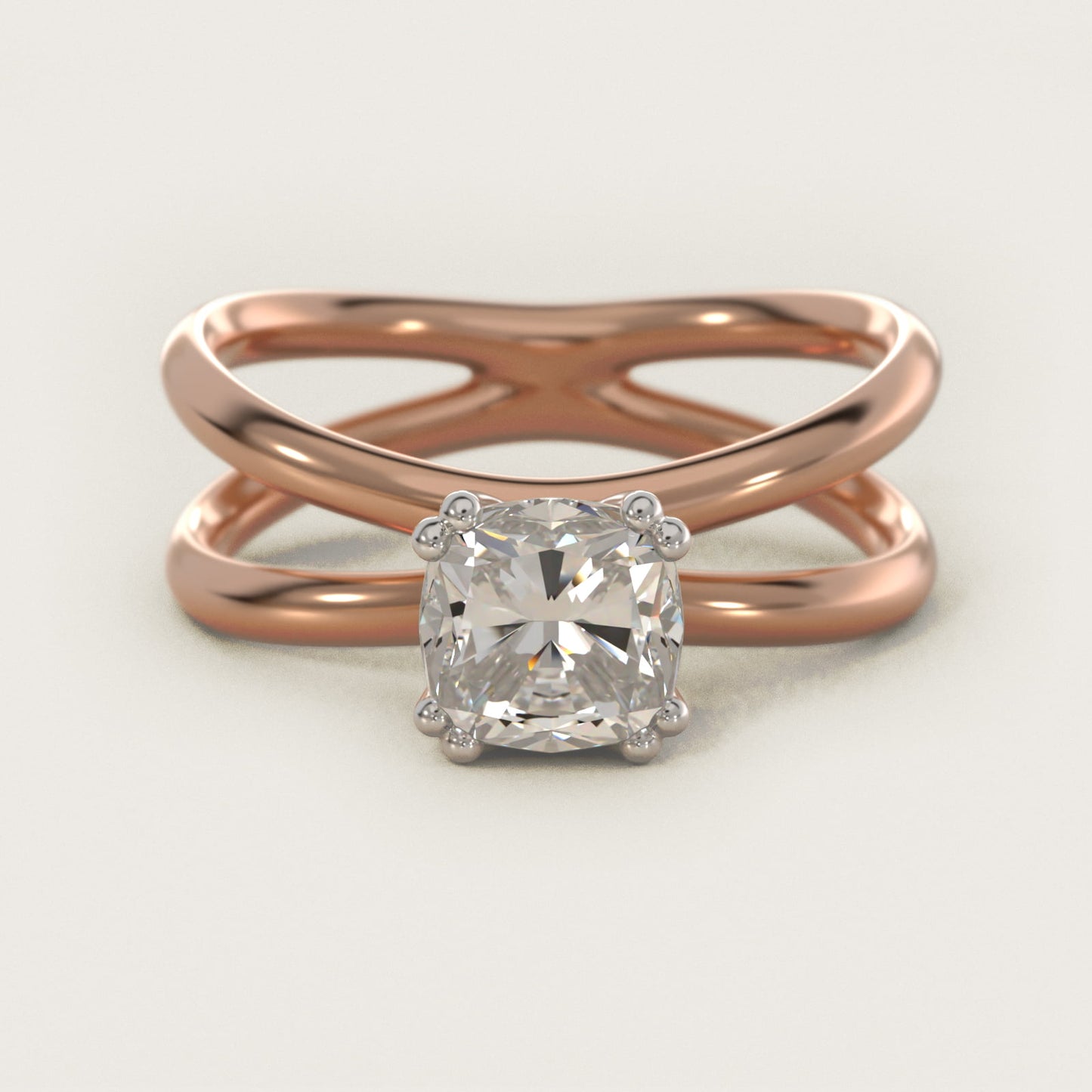 Criss Cross Solitaire Engagement Ring In 18k Rose Gold By James Allen - Cushion Center