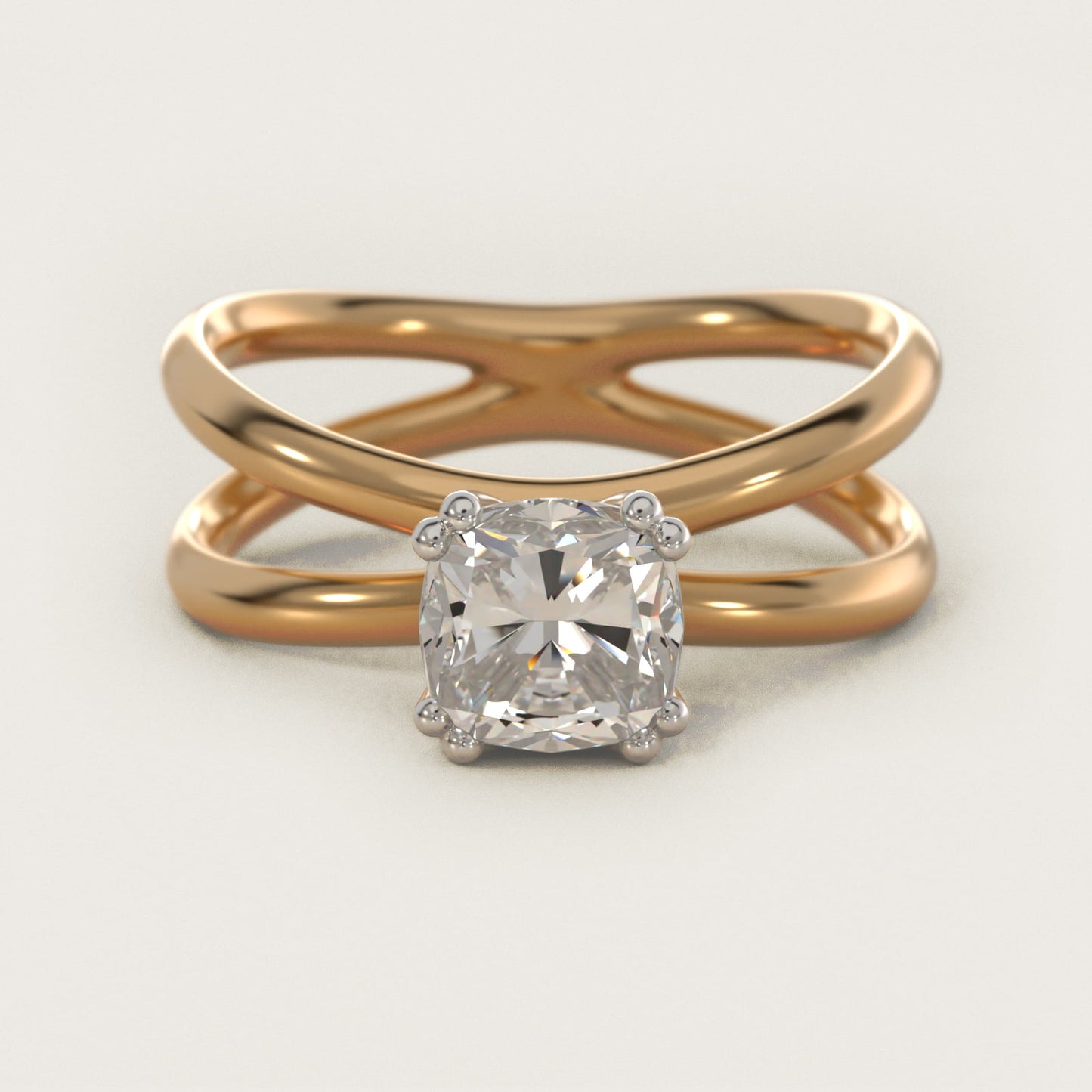 Criss Cross Solitaire Engagement Ring In 14K Yellow Gold By James Allen - Cushion Center