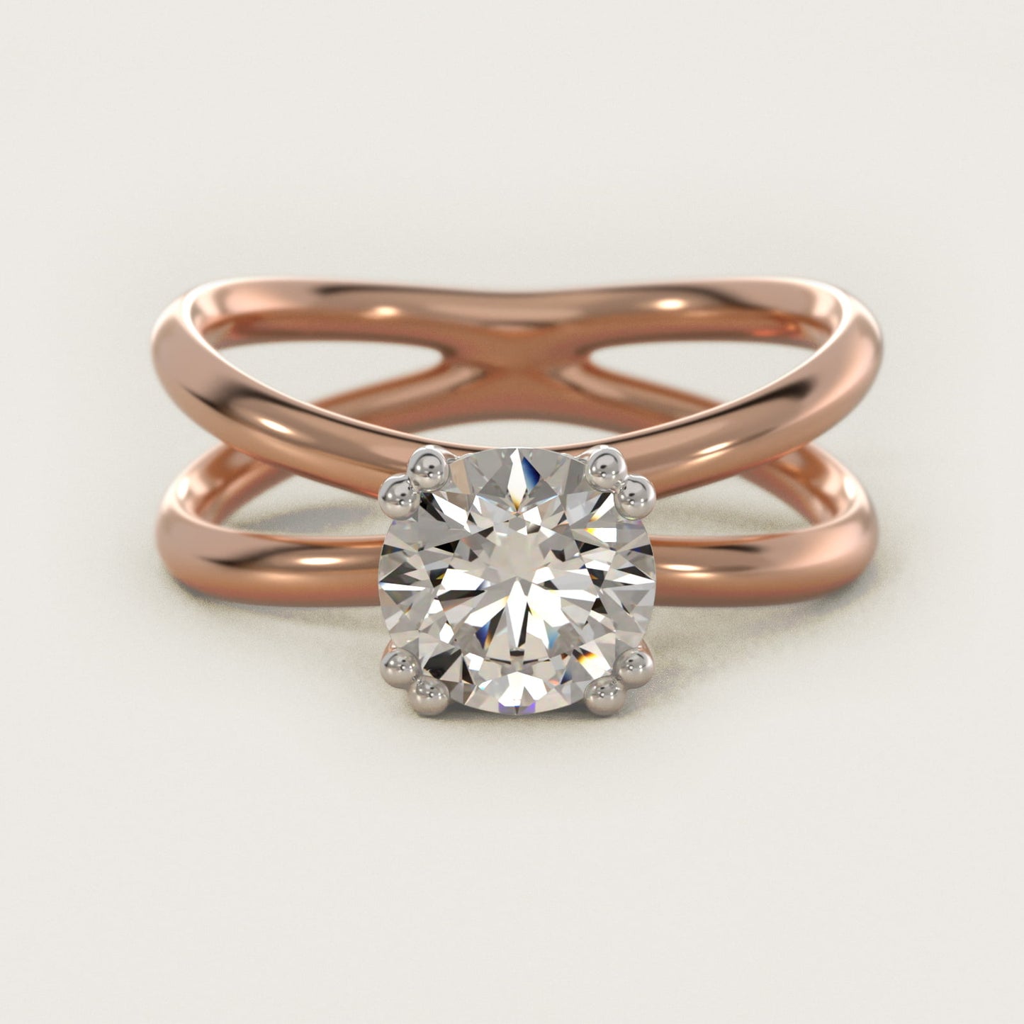 Criss Cross Solitaire Engagement Ring In 14K Rose Gold By James Allen - Round Center