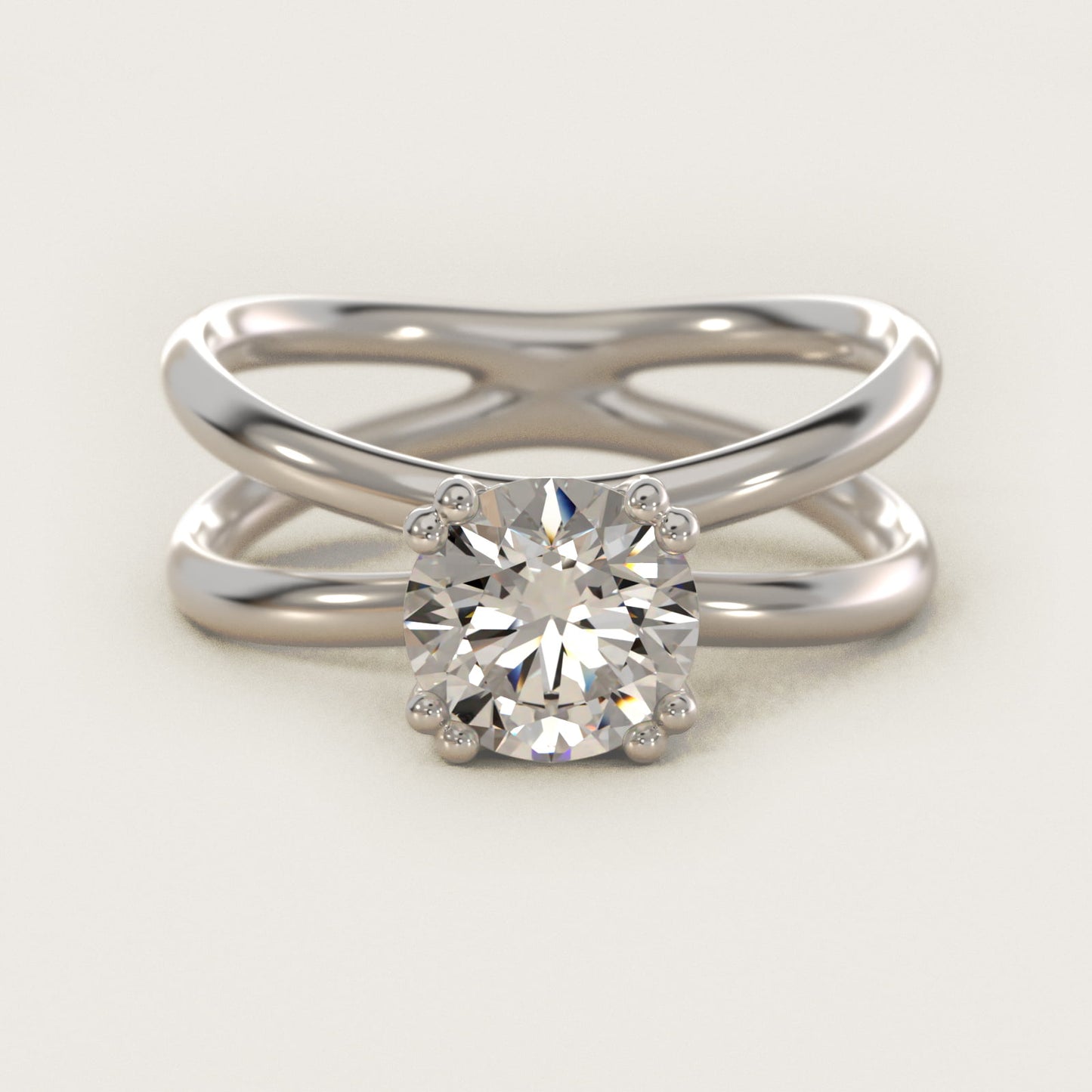 Criss Cross Solitaire Engagement Ring In 18k White Gold By James Allen - Round Center