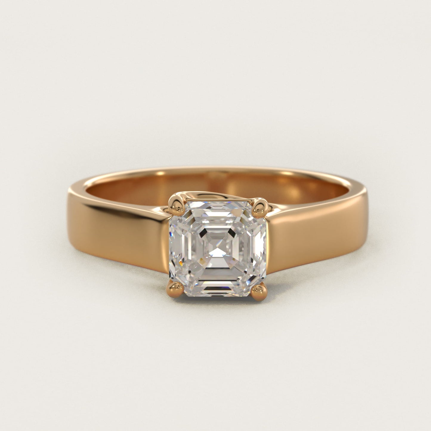 Cross Prong Solitaire Engagement Ring In 14K Yellow Gold By James Allen - Asscher Center