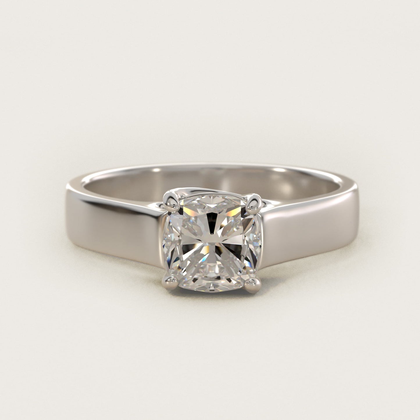 Cross Prong Solitaire Engagement Ring In 14K White Gold By James Allen - Cushion Center