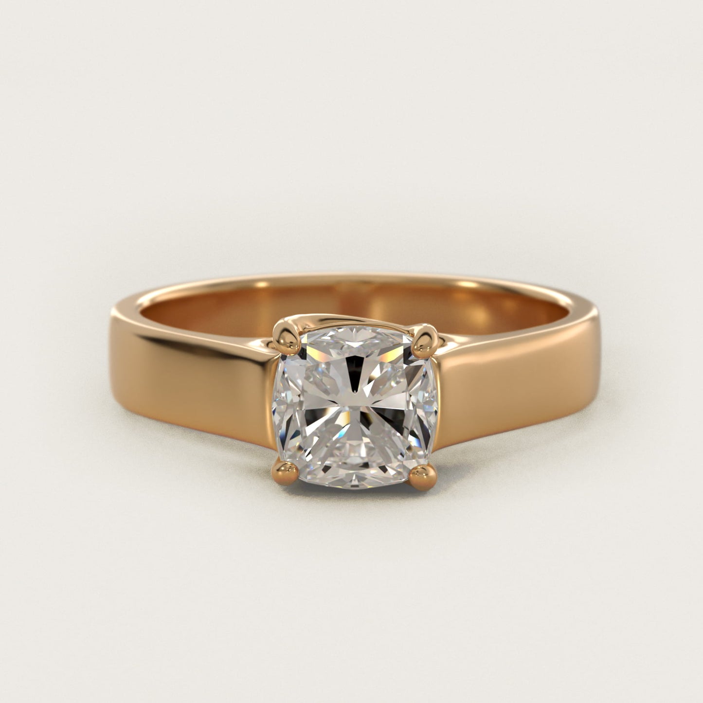 Cross Prong Solitaire Engagement Ring In 14K Yellow Gold By James Allen - Cushion Center