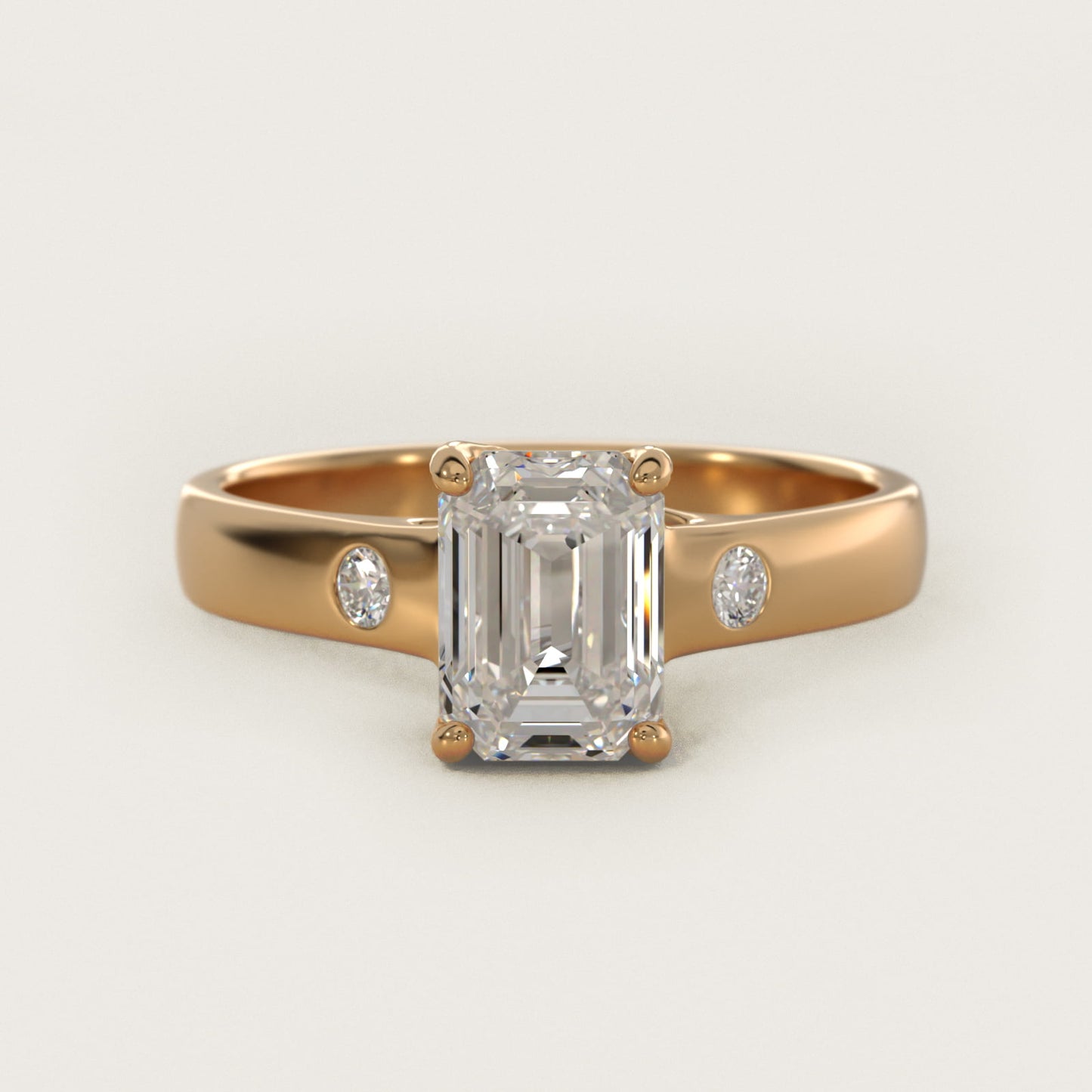 Cross Prong Solitaire Engagement Ring With Diamond Accent In 18k Yellow Gold By James Allen - Emerald Center