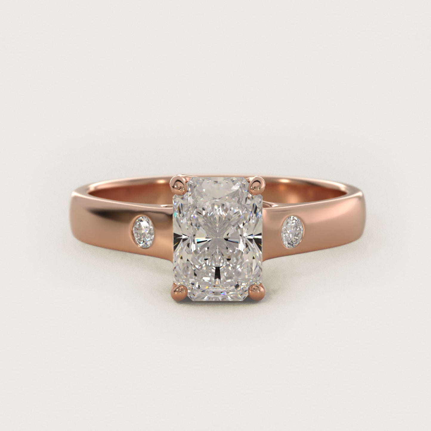 Cross Prong Solitaire Engagement Ring With Diamond Accent In 14K Rose Gold By James Allen - Radiant Center