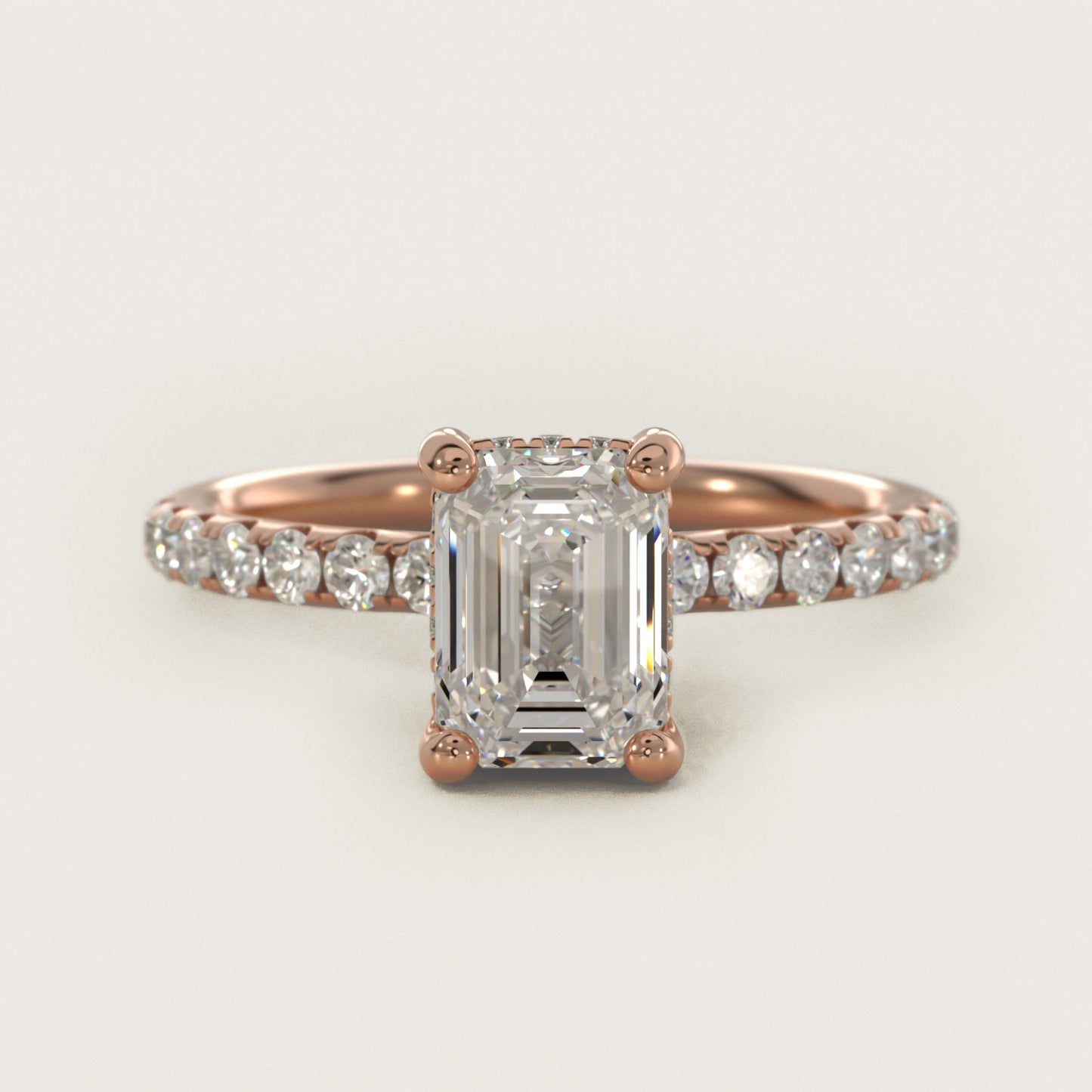 Crown PavŽ Hidden Halo Diamond Engagement Ring In 18k Rose Gold By James Allen - Emerald Center