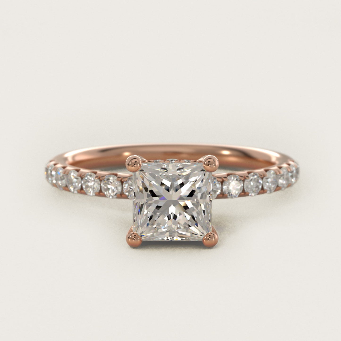 Crown PavŽ Hidden Halo Diamond Engagement Ring In 14K Rose Gold By James Allen - Princess Center