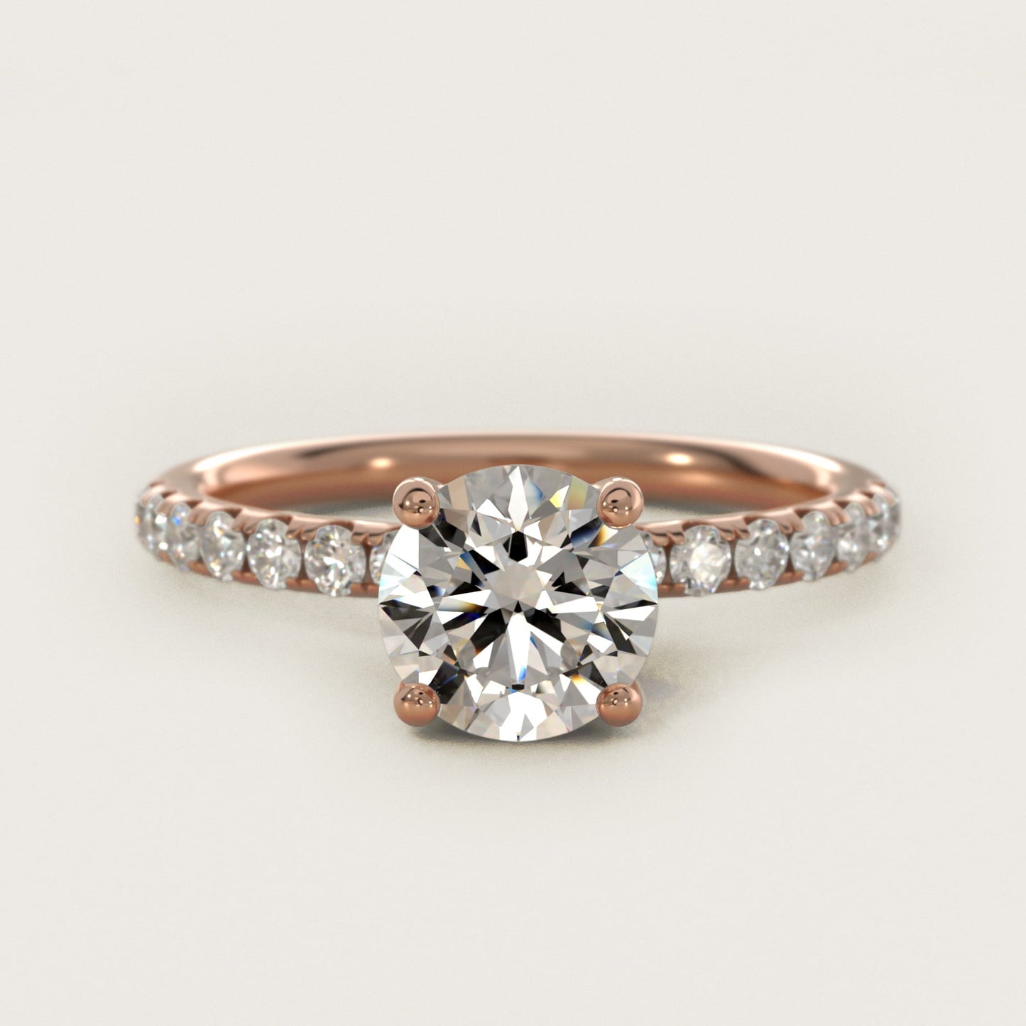 Crown PavŽ Hidden Halo Diamond Engagement Ring In 14K Rose Gold By James Allen - Round Center