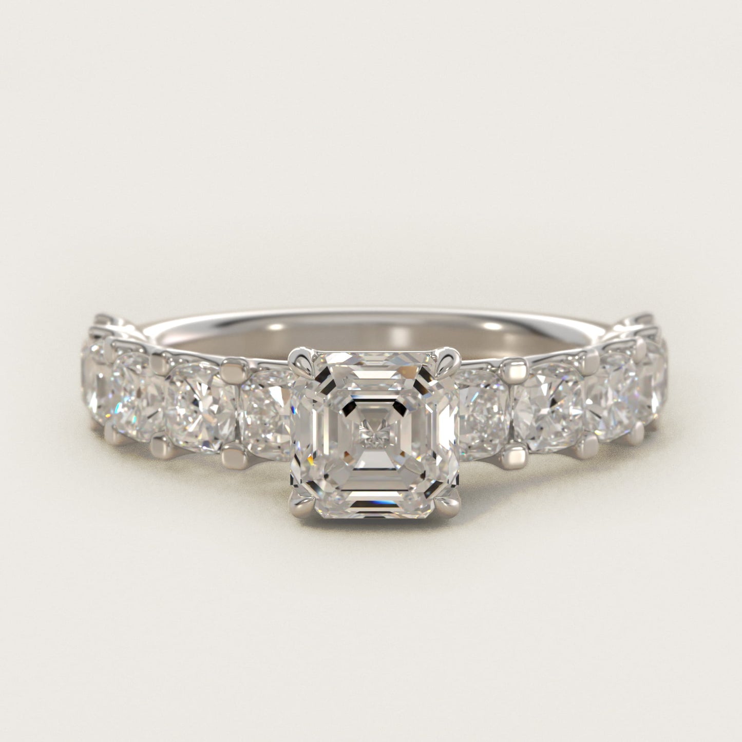 Cushion-Cut Diamond Engagement Ring in 14k White Gold - Asscher Center