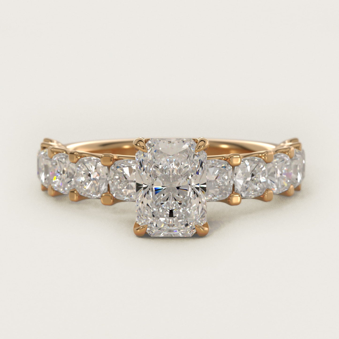 Cushion-Cut Diamond Engagement Ring in 18k Yellow Gold - Radiant Center