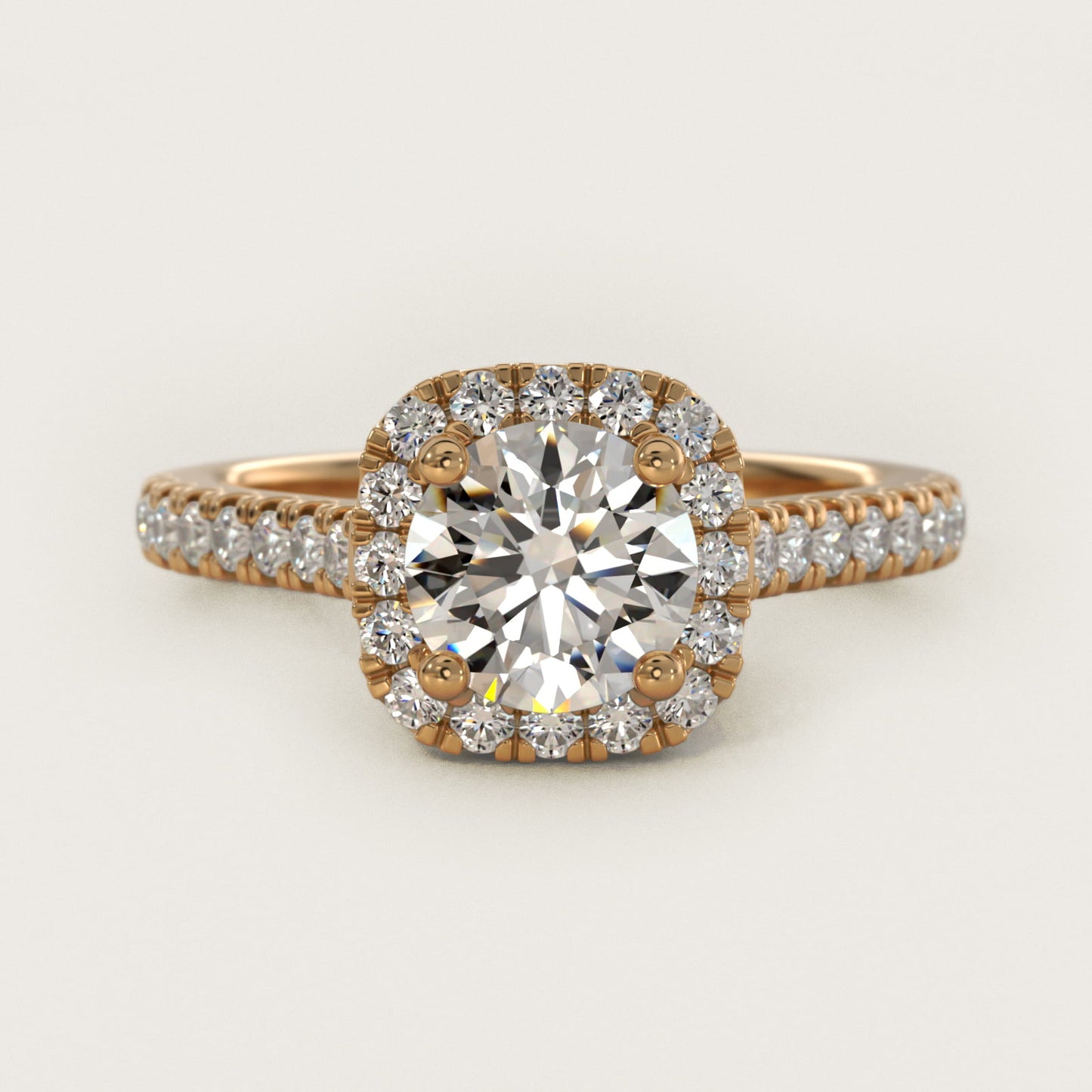 Cushion Halo Diamond Engagement Ring in 18k Yellow Gold (1/3 ct. tw.) - Round Center