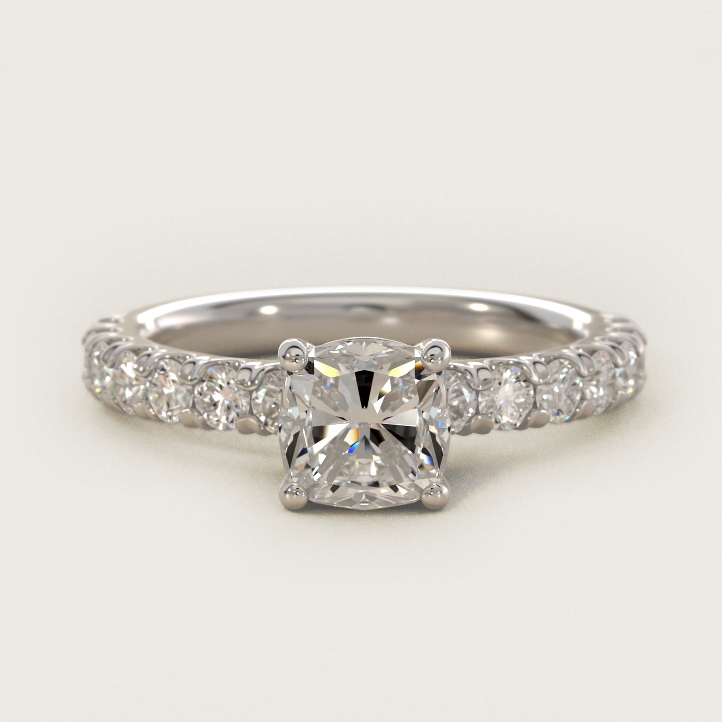 Cut Down Pav? Diamond Engagement Ring In 18k White Gold By James Allen - Cushion Center