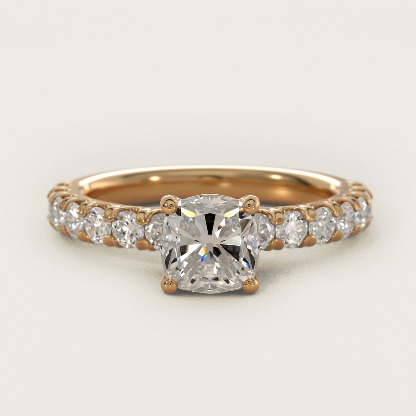 Cut Down PavŽ Diamond Engagement Ring In 14K Yellow Gold By James Allen - Cushion Center