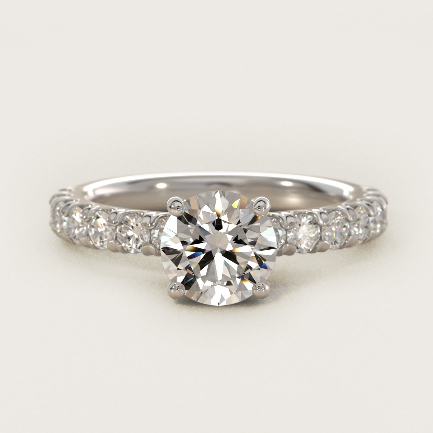 Cut Down Pav? Diamond Engagement Ring In 18k White Gold By James Allen - Round Center