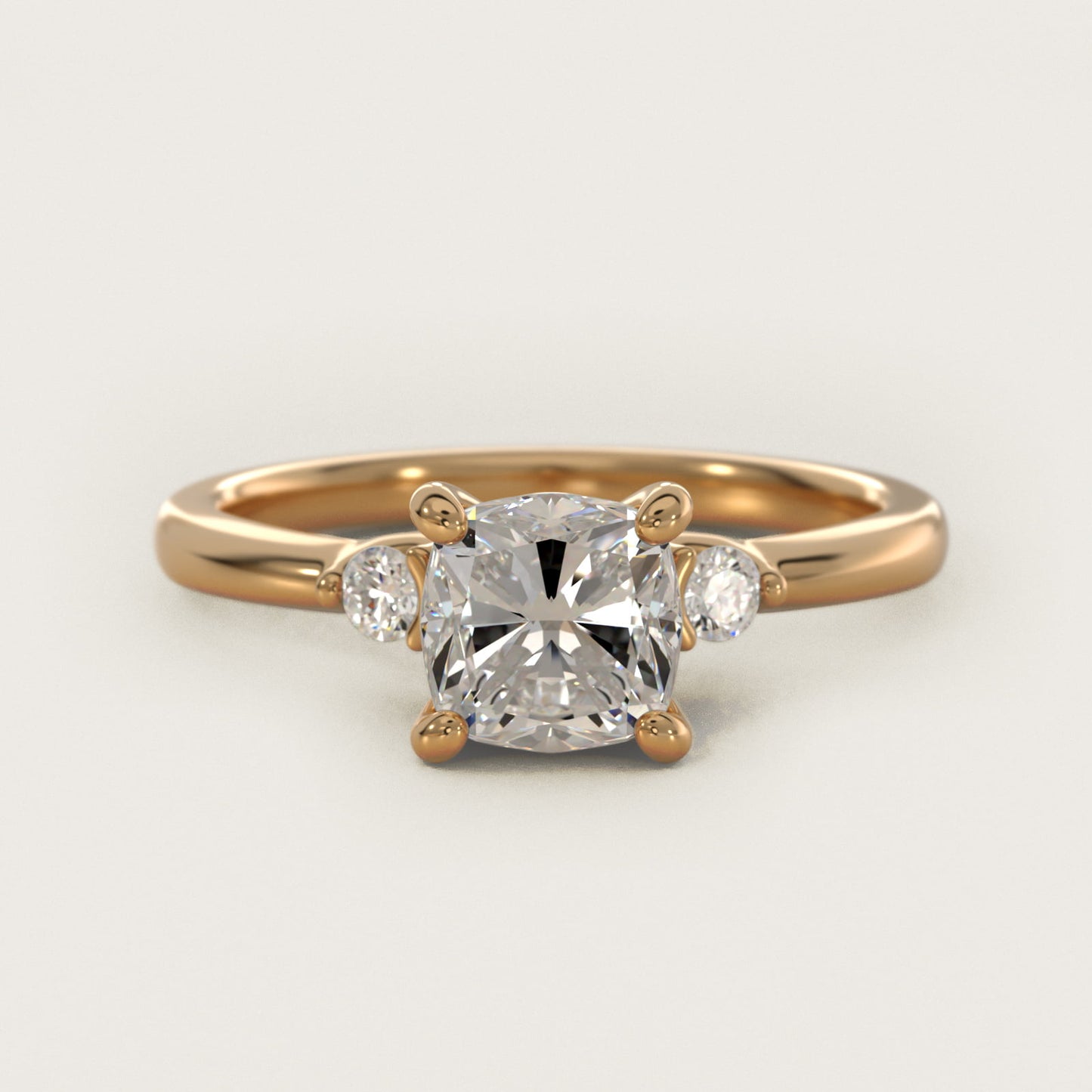 Dainty Diamond Engagement Ring in 14k Yellow Gold (1/10 ct. tw.) - Cushion Center