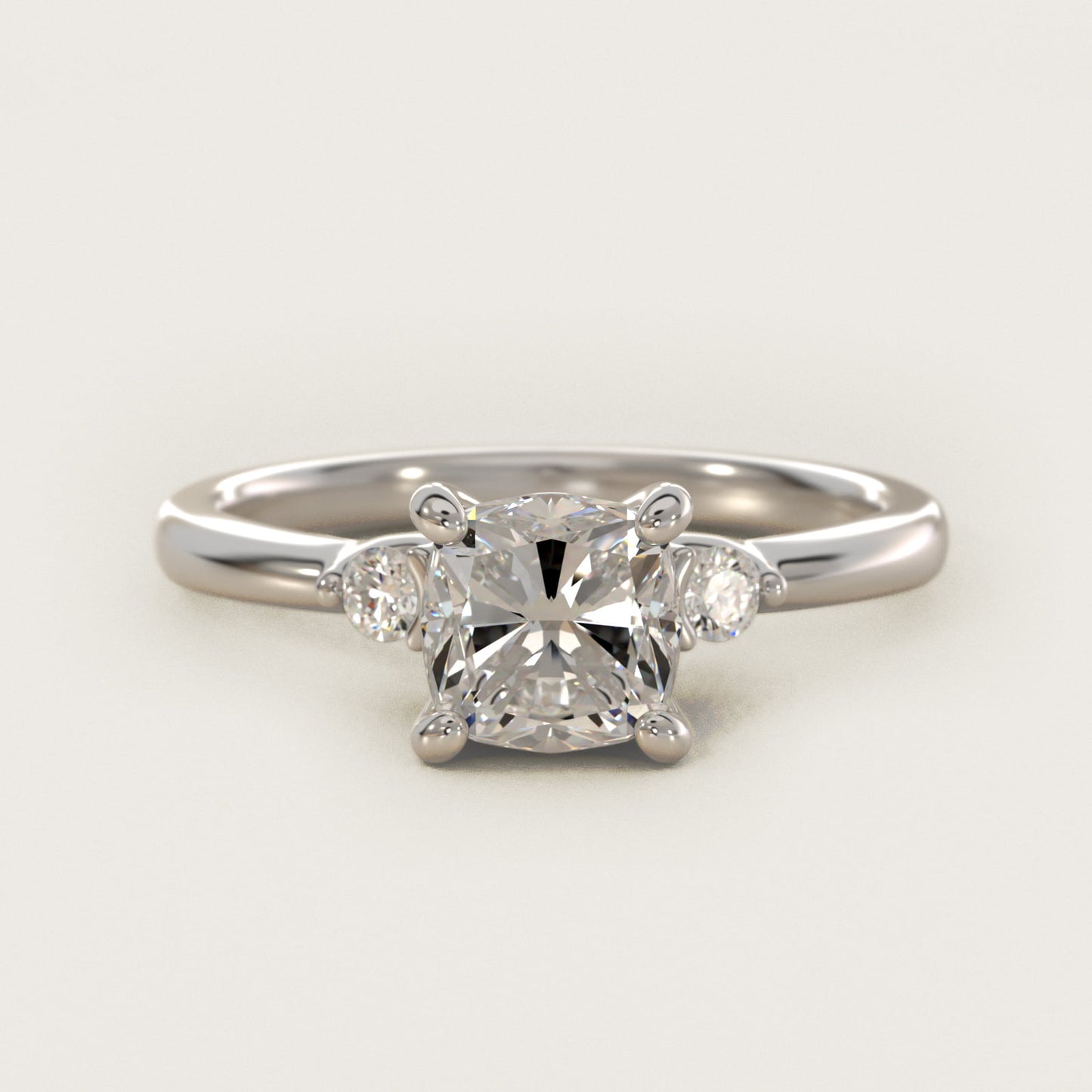 Dainty Diamond Engagement Ring in Platinum (1/10 ct. tw.) - Cushion Center