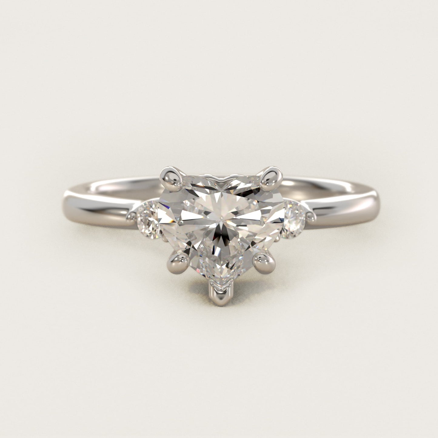 Dainty Diamond Engagement Ring in Platinum (1/10 ct. tw.) - Heart Center
