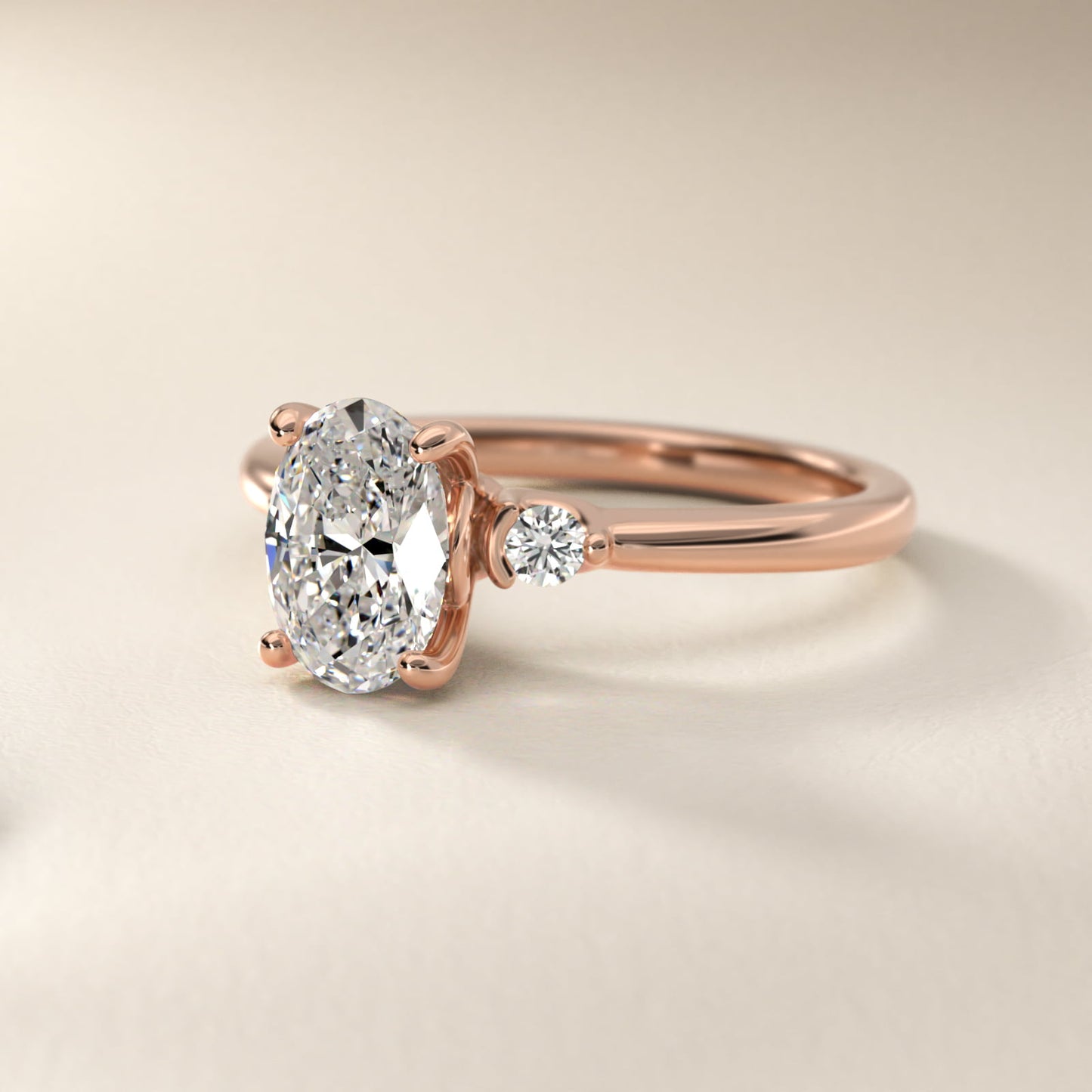 Dainty Diamond Engagement Ring in 18k Rose Gold (1/10 ct. tw.) - Oval Center