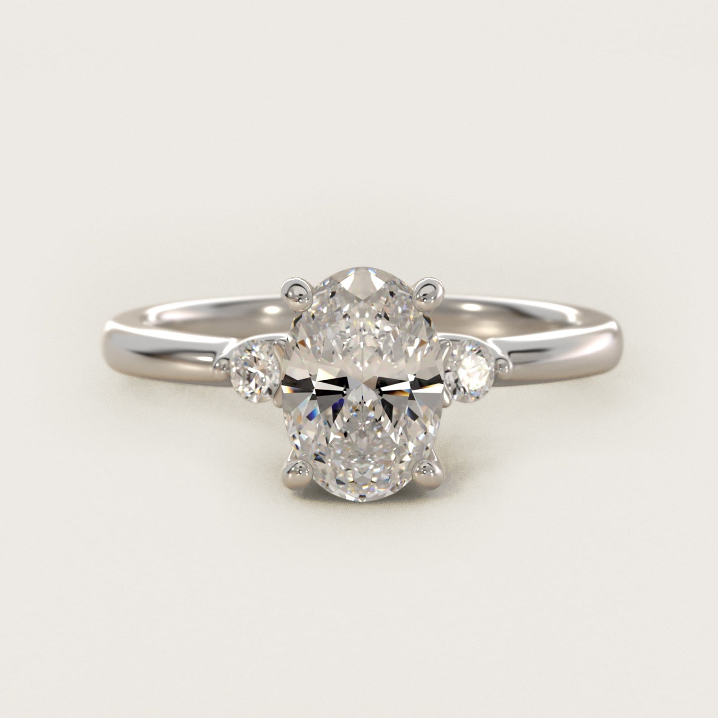 Dainty Diamond Engagement Ring in Platinum (1/10 ct. tw.) - Oval Center