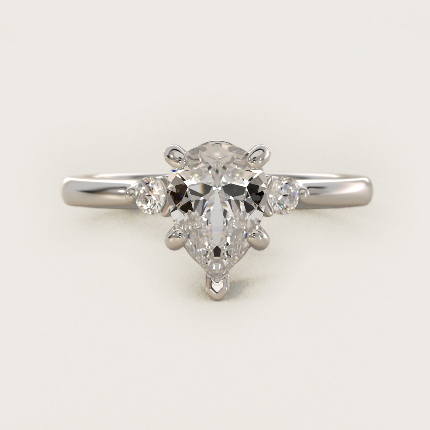 Dainty Diamond Engagement Ring in Platinum (1/10 ct. tw.) - Pear Center
