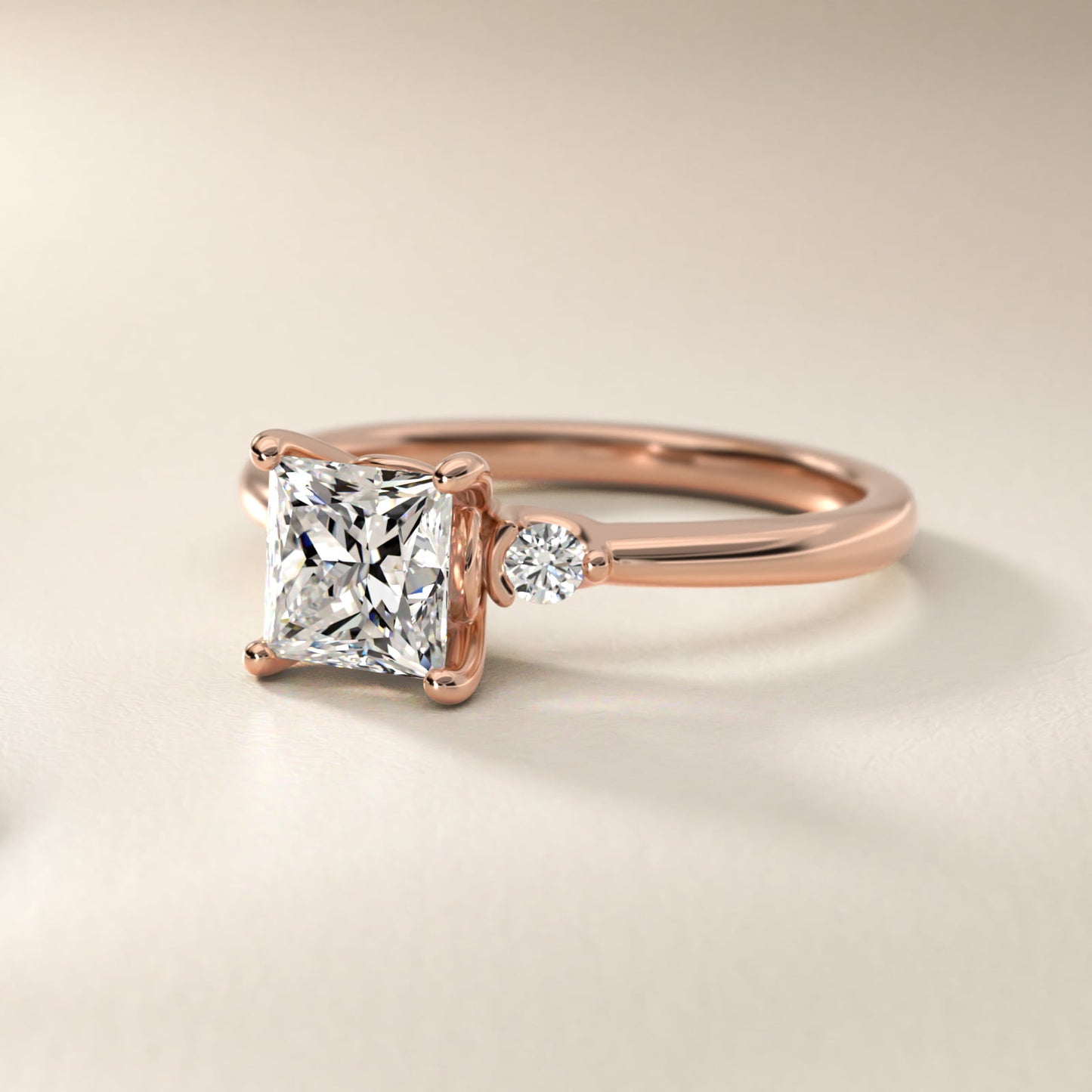 Dainty Diamond Engagement Ring in 18k Rose Gold (1/10 ct. tw.) - Princess Center