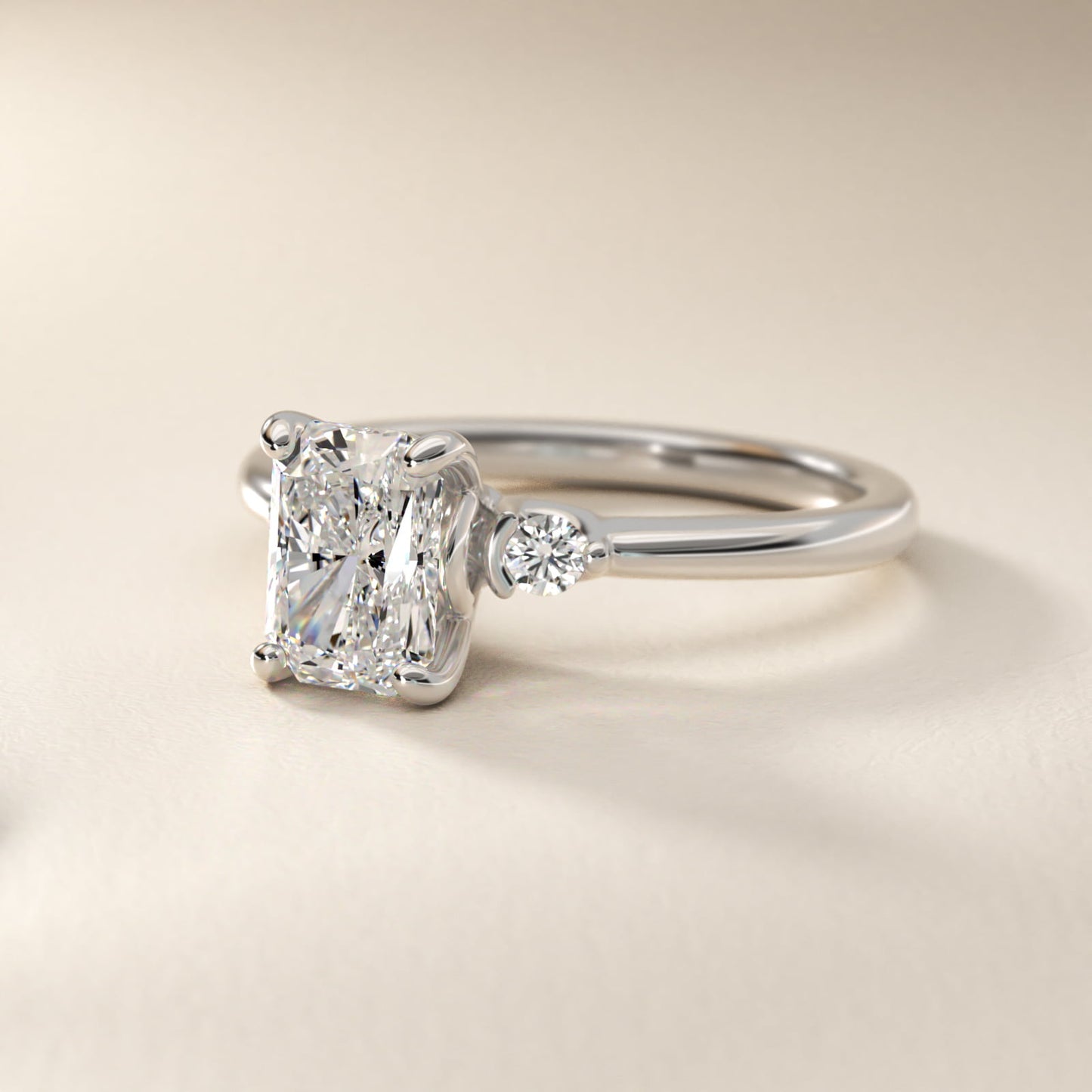 Dainty Diamond Engagement Ring in 14k White Gold (1/10 ct. tw.) - Radiant Center