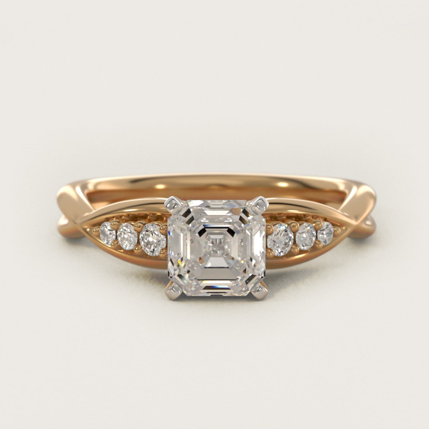 Delicate Twist Petite Diamond Engagement Ring in 14k Yellow Gold (1/10 ct. tw.) - Asscher Center