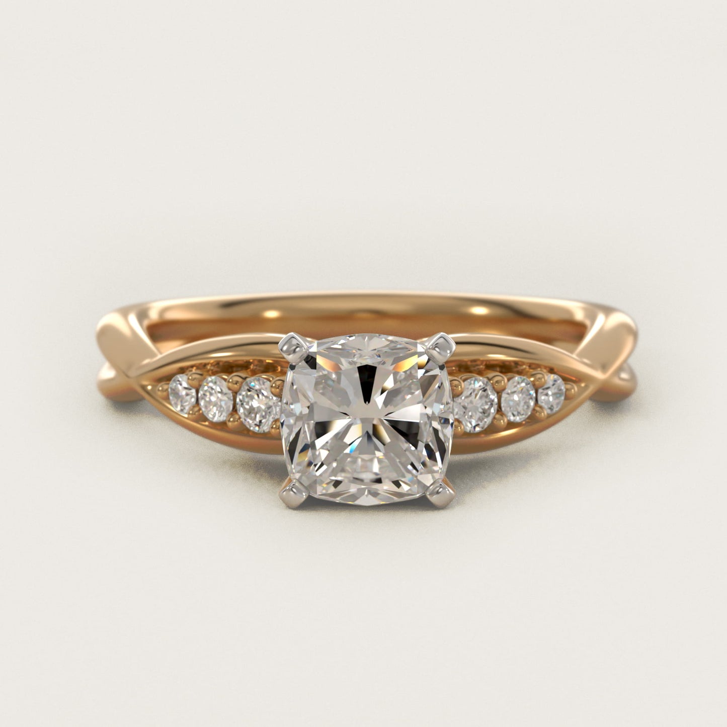 Delicate Twist Petite Diamond Engagement Ring in 14k Yellow Gold (1/10 ct. tw.) - Cushion Center