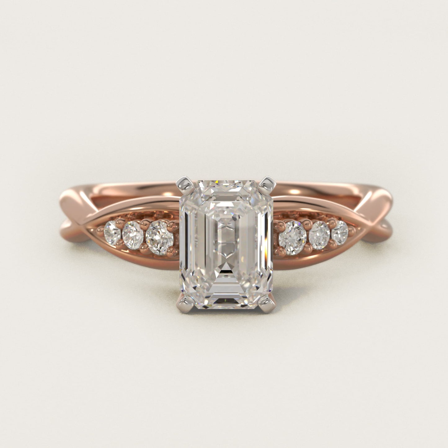 Delicate Twist Petite Diamond Engagement Ring in 14k Rose Gold (1/10 ct. tw.) - Emerald Center