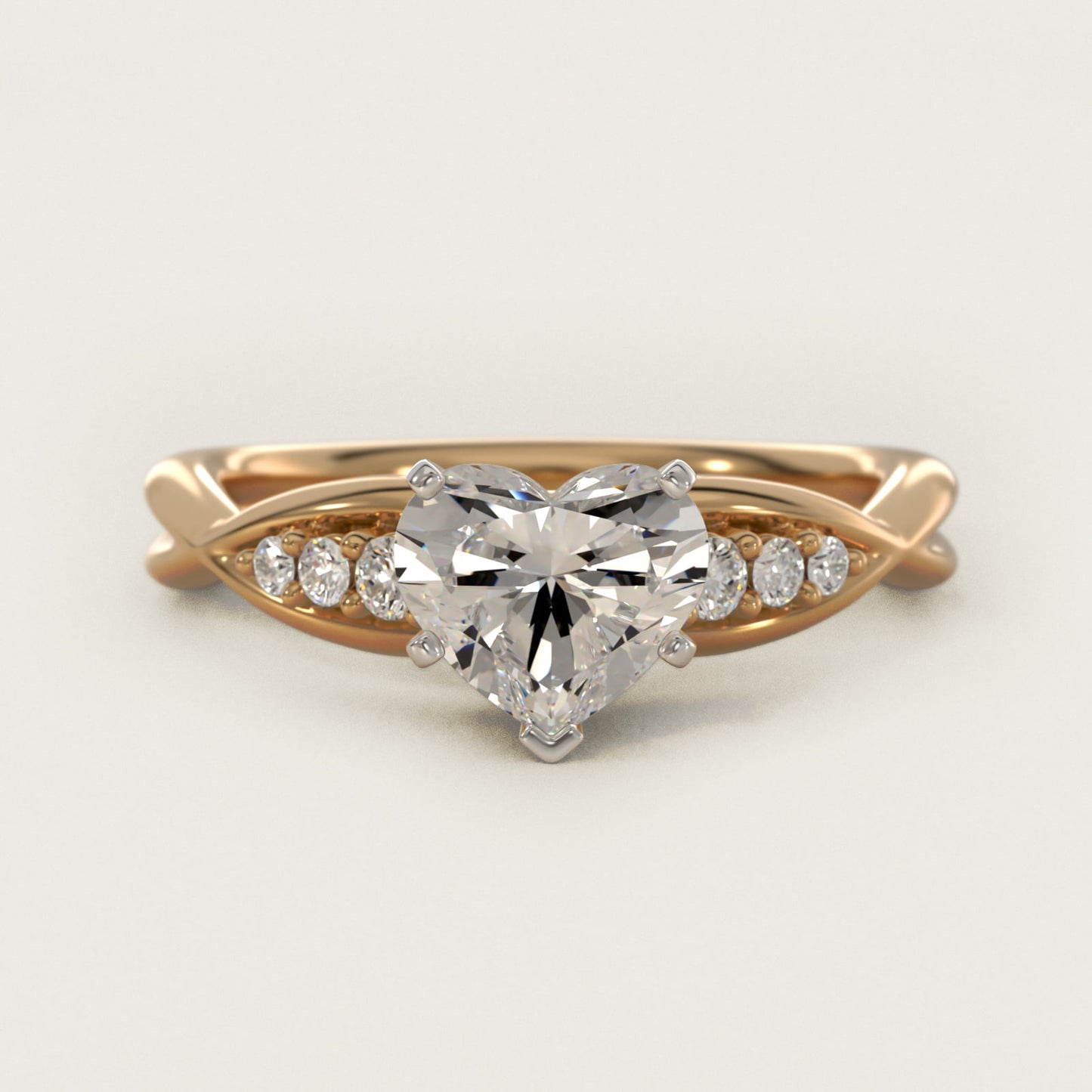 Delicate Twist Petite Diamond Engagement Ring in 14k Yellow Gold (1/10 ct. tw.) - Heart Center