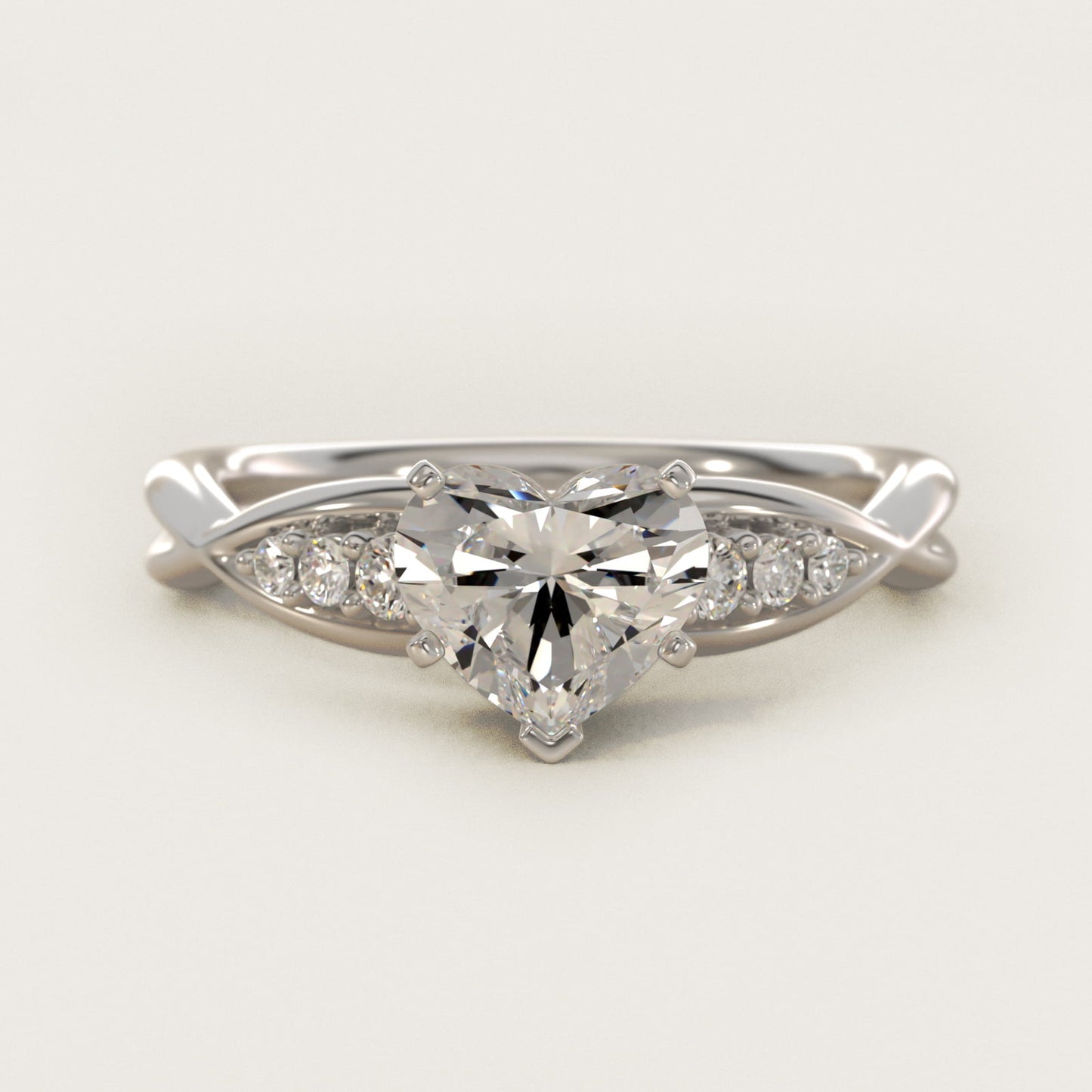 Delicate Twist Petite Diamond Engagement Ring in Platinum (1/10 ct. tw.) - Heart Center
