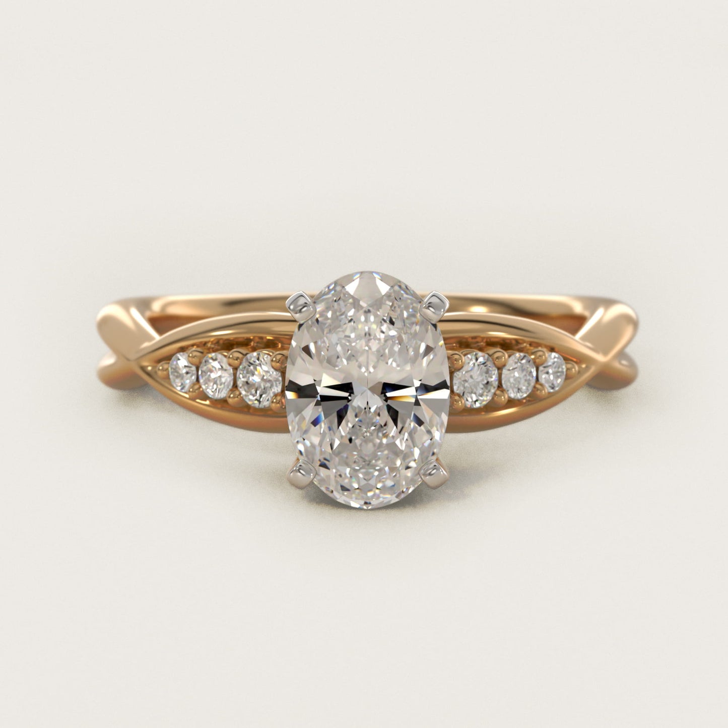 Delicate Twist Petite Diamond Engagement Ring in 14k Yellow Gold (1/10 ct. tw.) - Oval Center