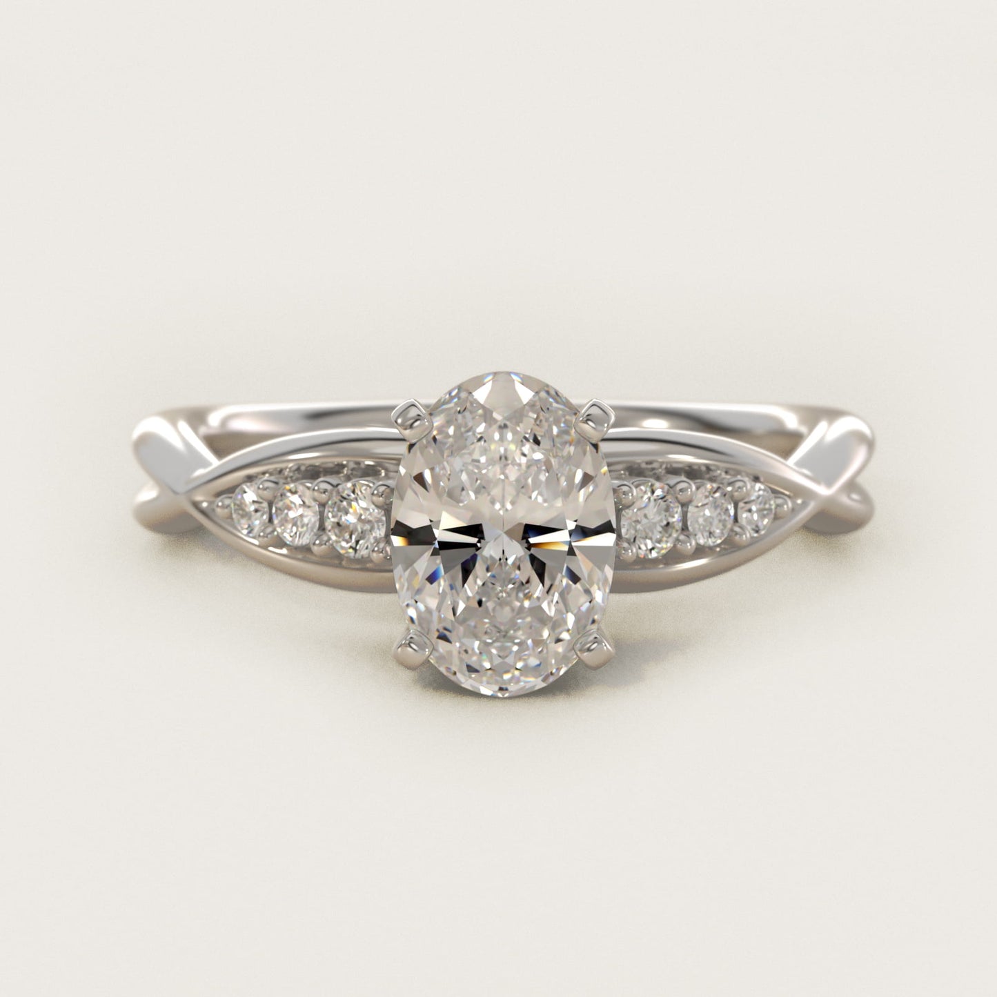 Delicate Twist Petite Diamond Engagement Ring in Platinum (1/10 ct. tw.) - Oval Center