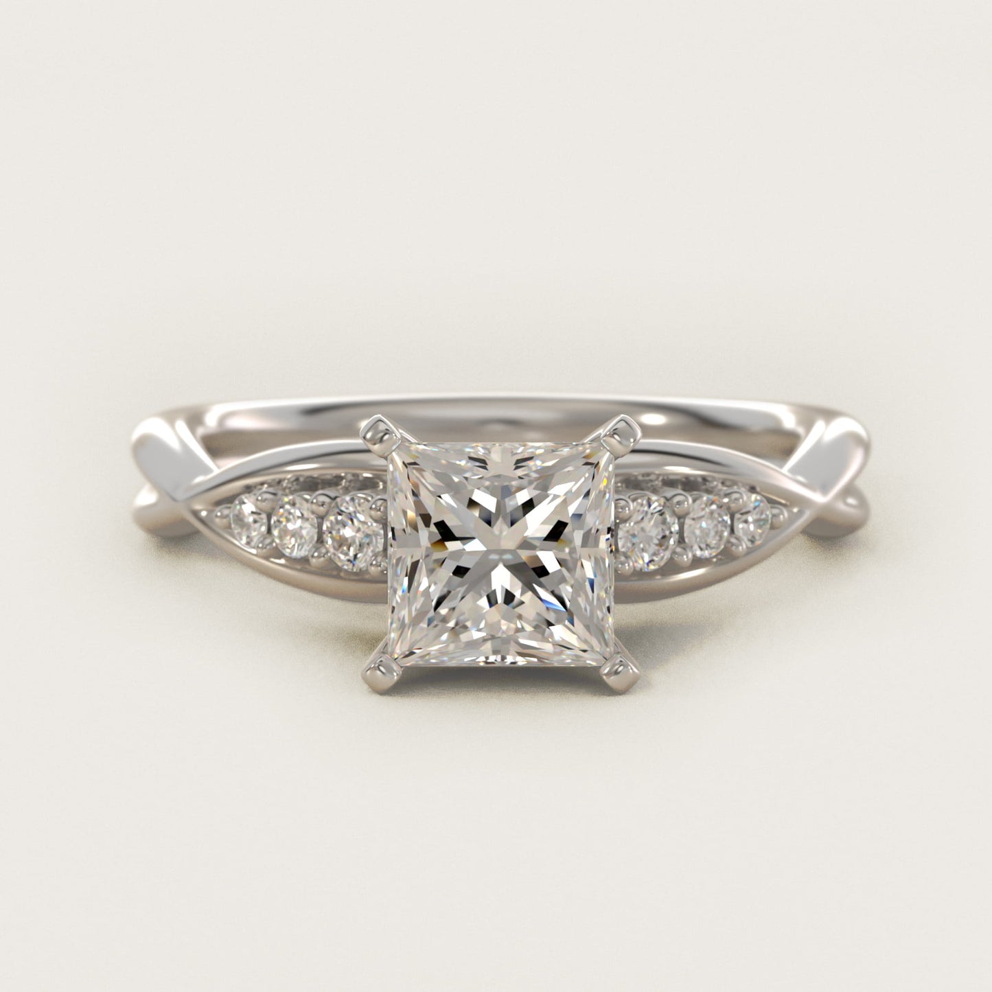 Delicate Twist Petite Diamond Engagement Ring in 14k White Gold (1/10 ct. tw.) - Princess Center