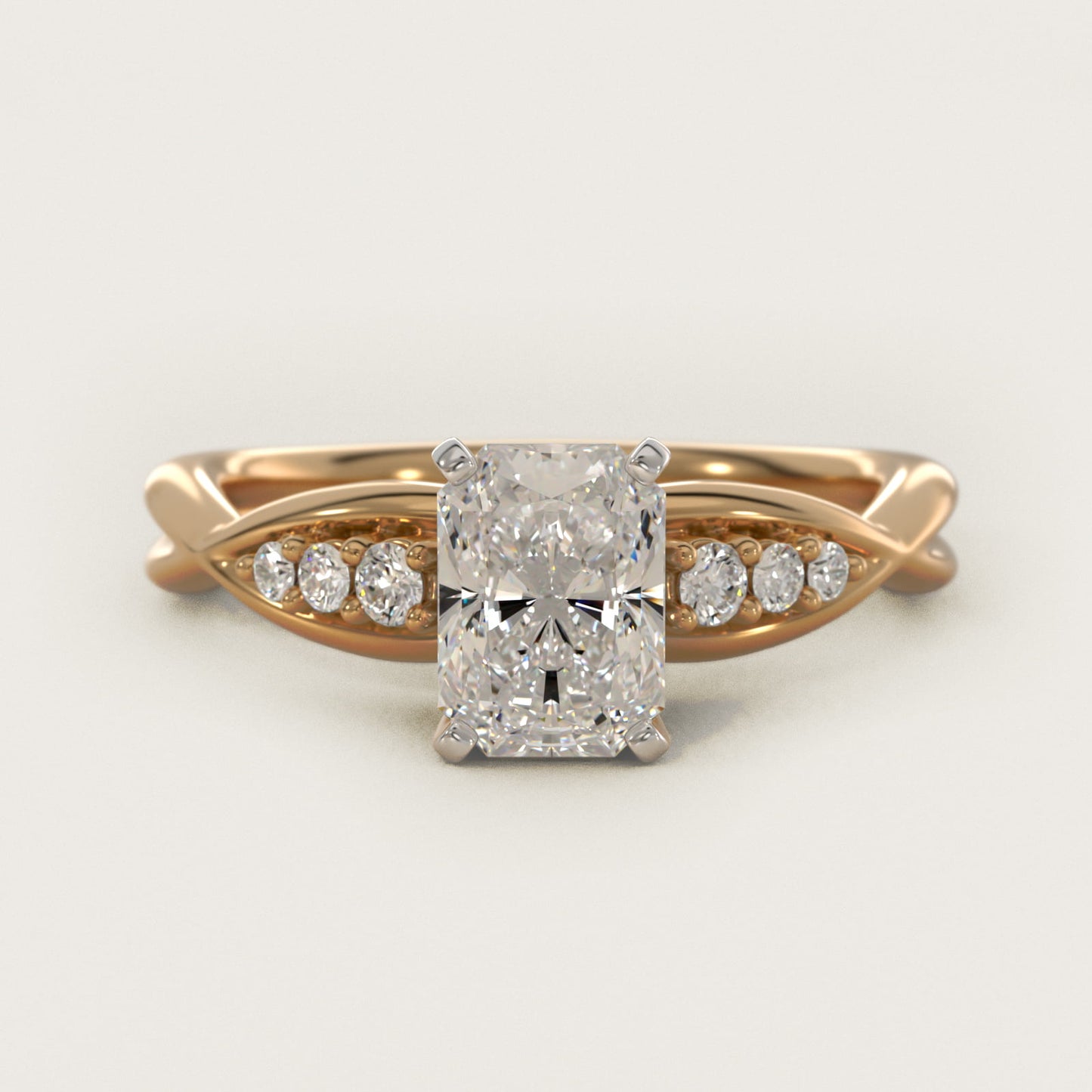 Delicate Twist Petite Diamond Engagement Ring in 18k Yellow Gold (1/10 ct. tw.) - Radiant Center
