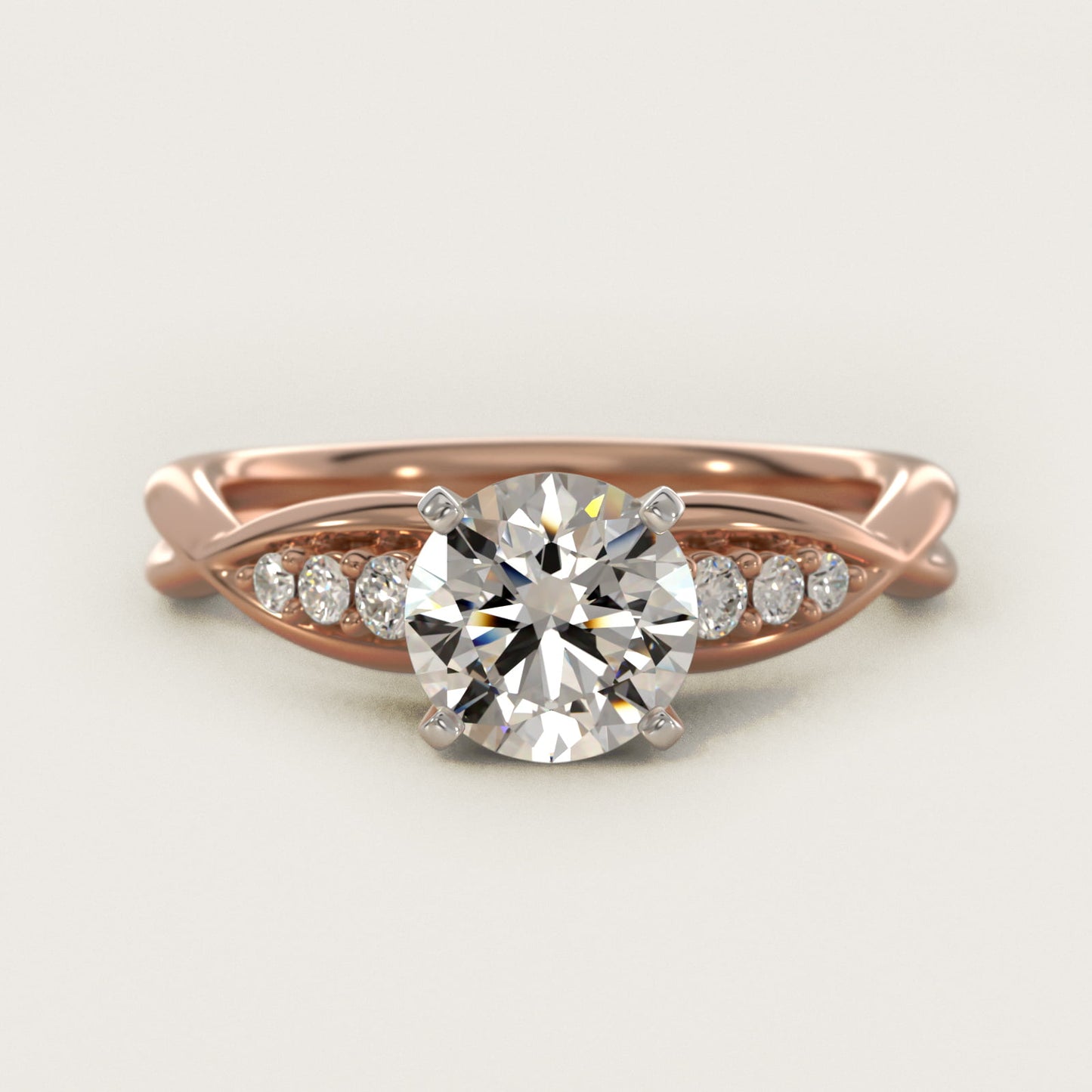 Delicate Twist Petite Diamond Engagement Ring in 18k Rose Gold (1/10 ct. tw.) - Round Center