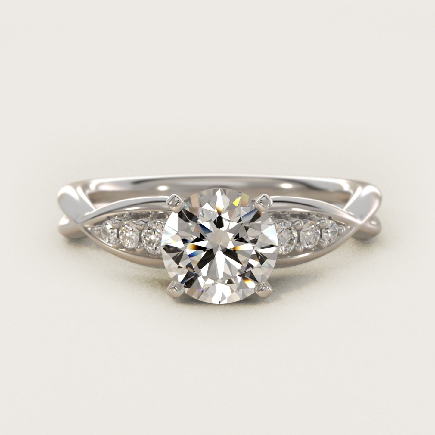 Delicate Twist Petite Diamond Engagement Ring in 18k White Gold (1/10 ct. tw.) - Round Center