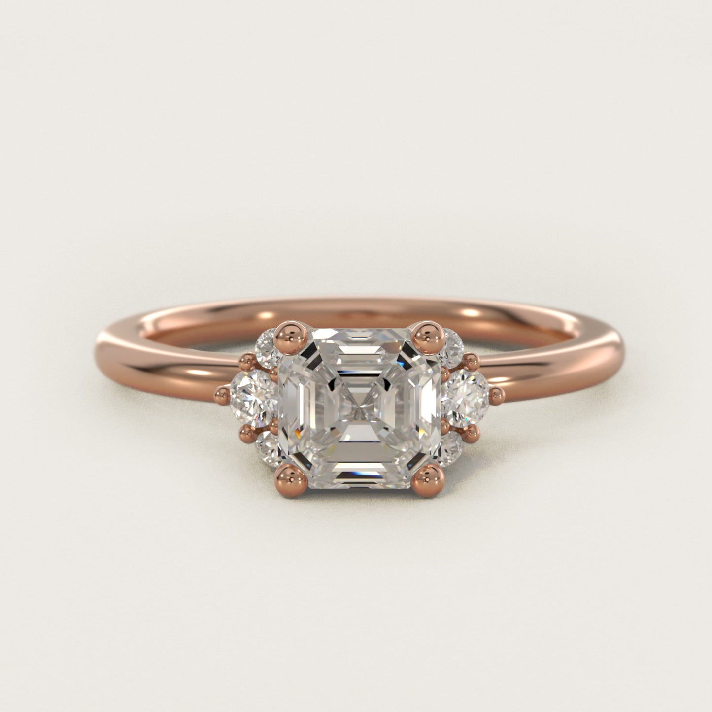 Demi Cluster Round Diamond Engagement Ring in 14k Rose Gold - Asscher Center