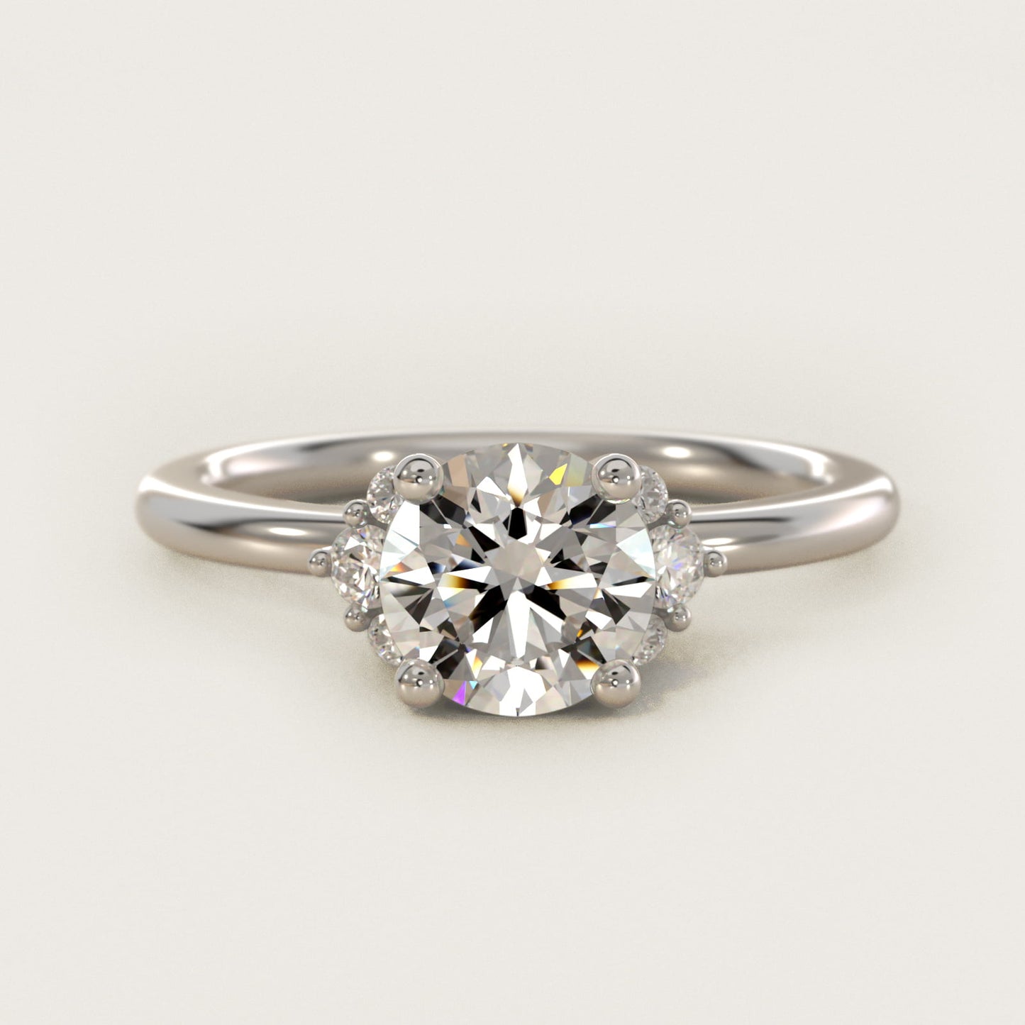 Demi Cluster Round Diamond Engagement Ring in 14k White Gold - Round Center