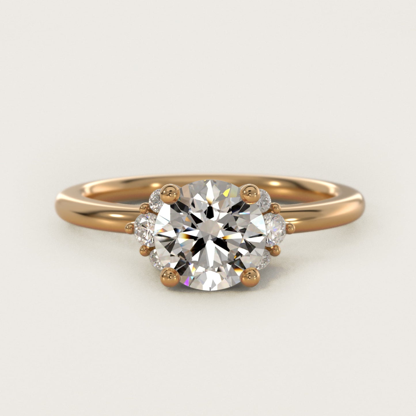 Demi Cluster Round Diamond Engagement Ring in 14k Yellow Gold - Round Center