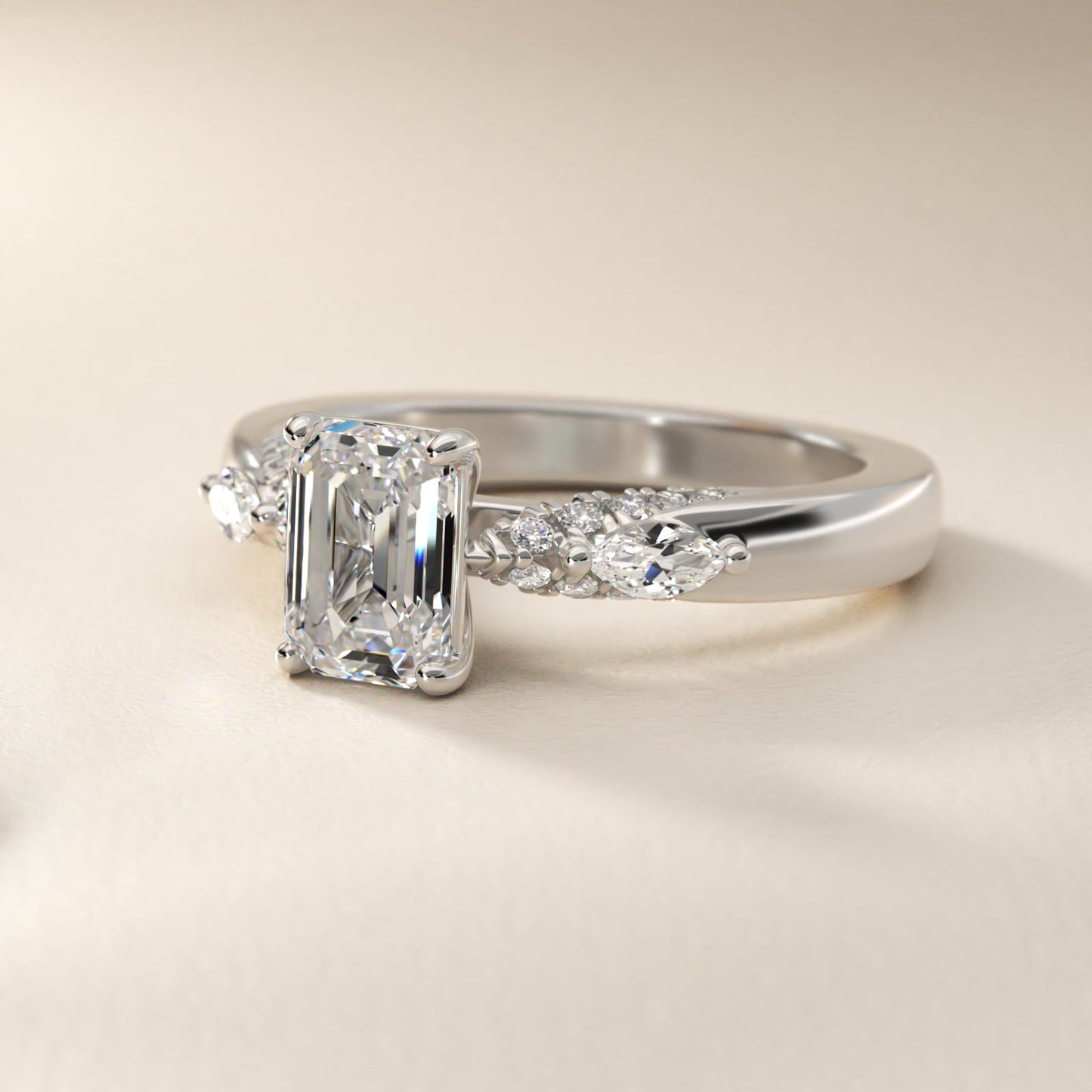 Diamond Marquise Shoulder Engagement Ring in Platinum (1/4 ct. tw.) - Emerald Center