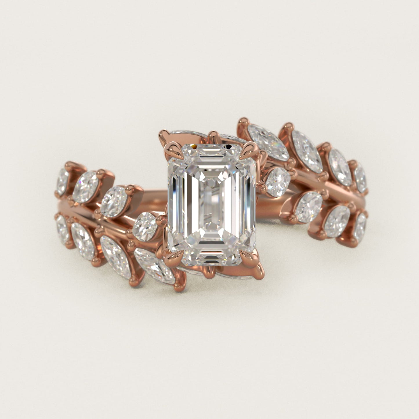 Diamond Vine Side Stone Engagement Ring In 14K Rose Gold By James Allen - Emerald Center